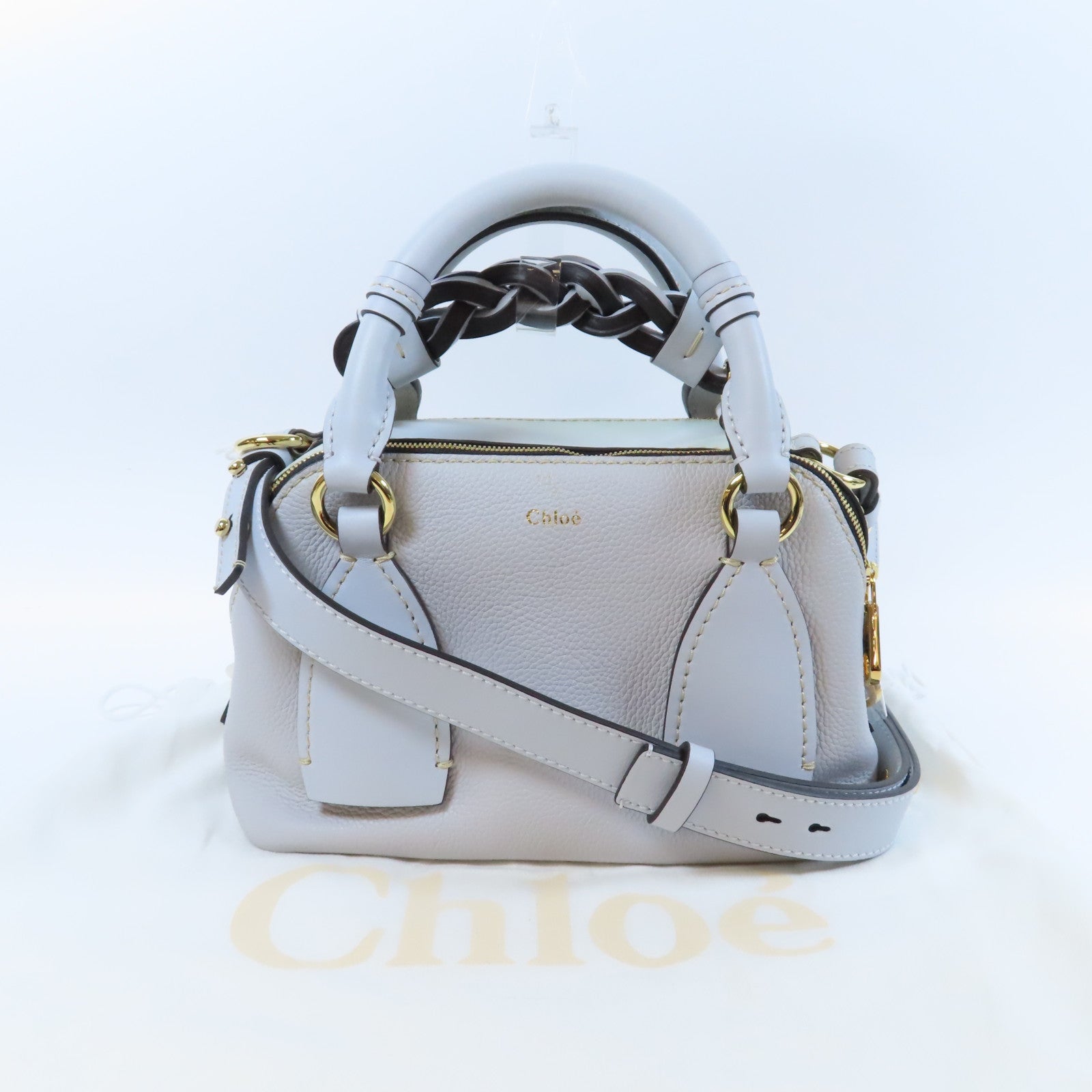 Chloe **【激減優惠】牛皮皮革2 Way Shoulder Bag金扣手挽肩背兩用袋淺藍色