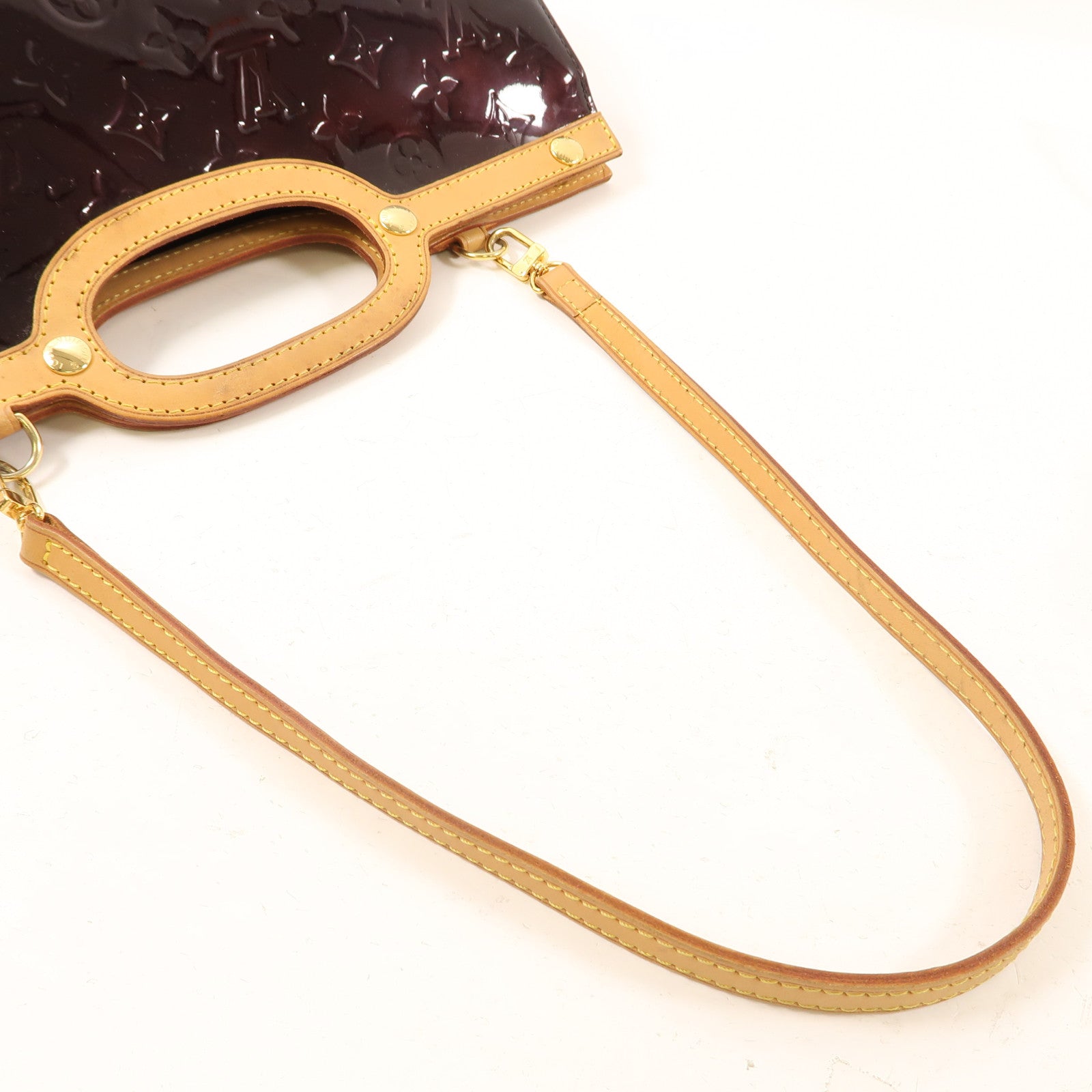 LOUIS VUITTON Monogram Vernis Roxbury Drive金扣手挽肩背兩用袋酒紅色