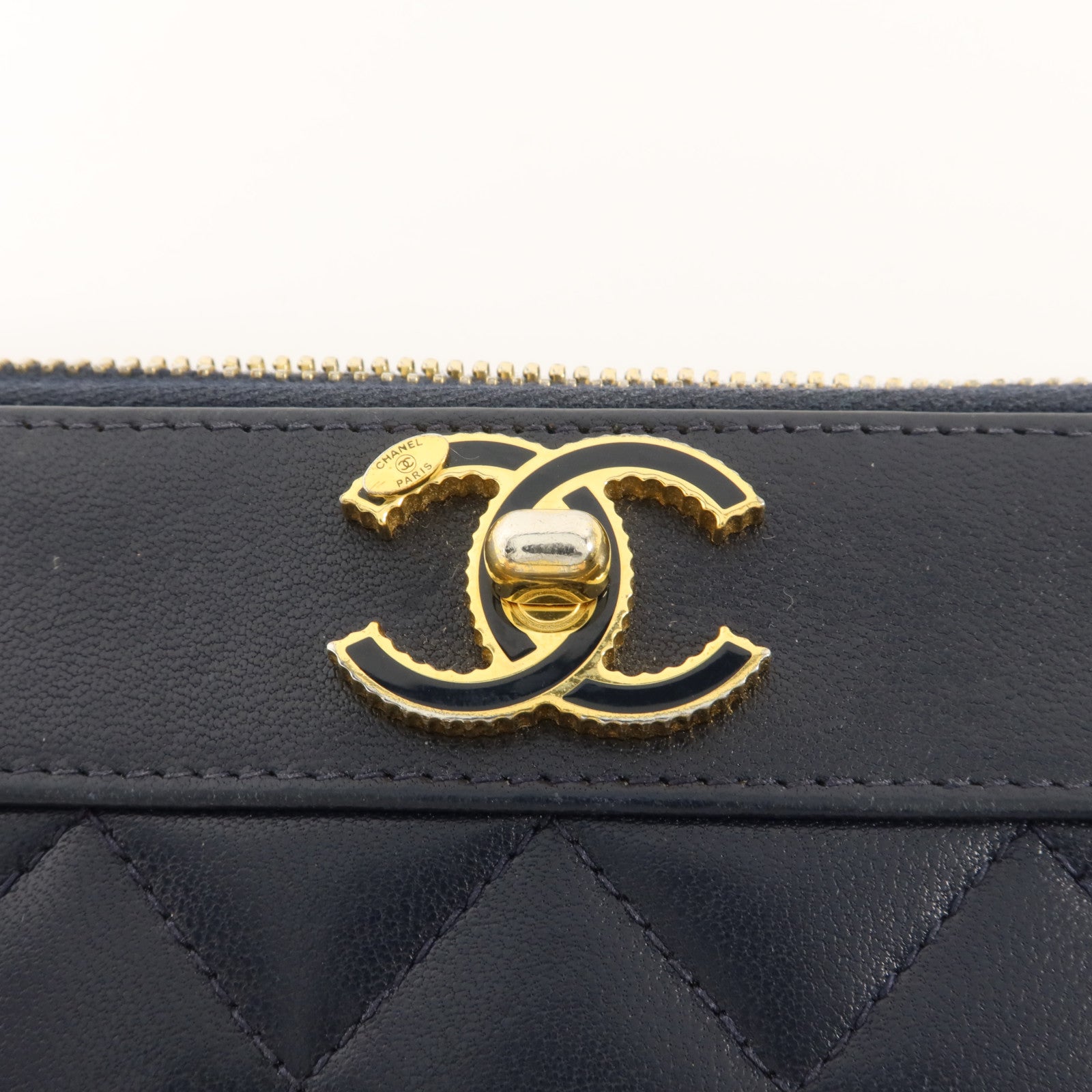 CHANEL 羊皮皮革Vintage Long Zipped Wallet金扣長錢包