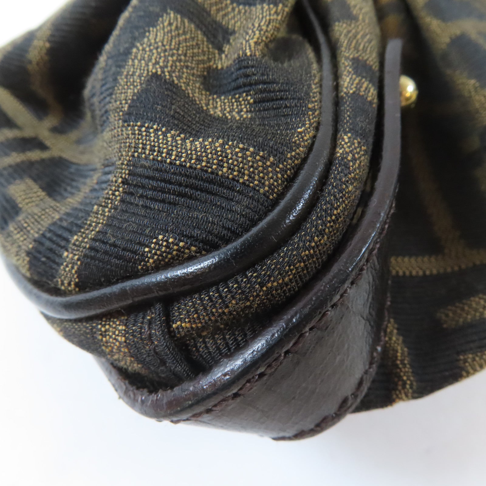 FENDI 牛皮皮革/帆布Hand Bag金扣手挽袋啡色