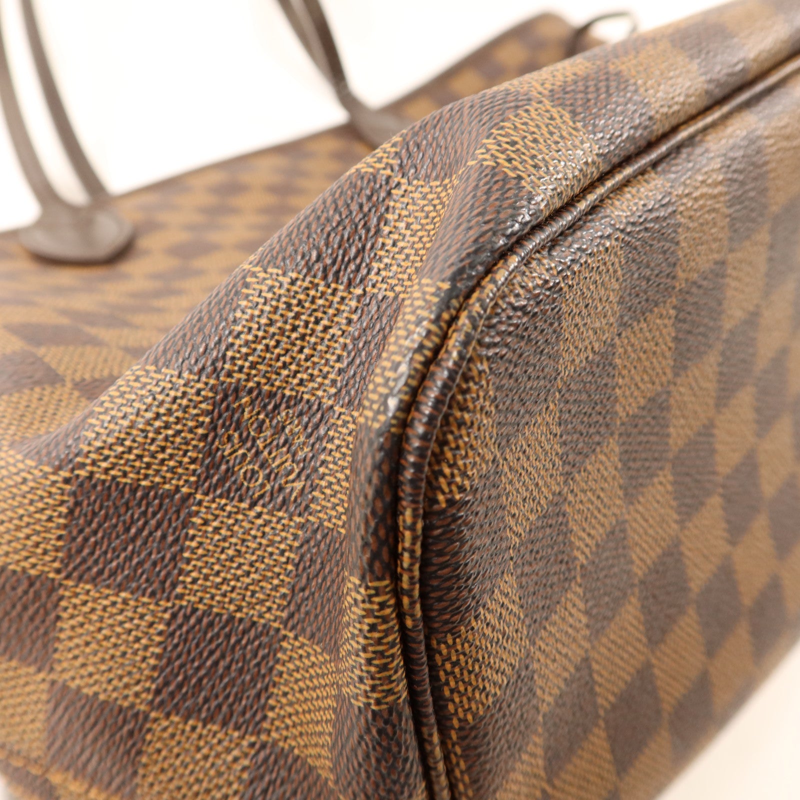 LOUIS VUITTON Damier Neverfull MM金扣手挽袋
