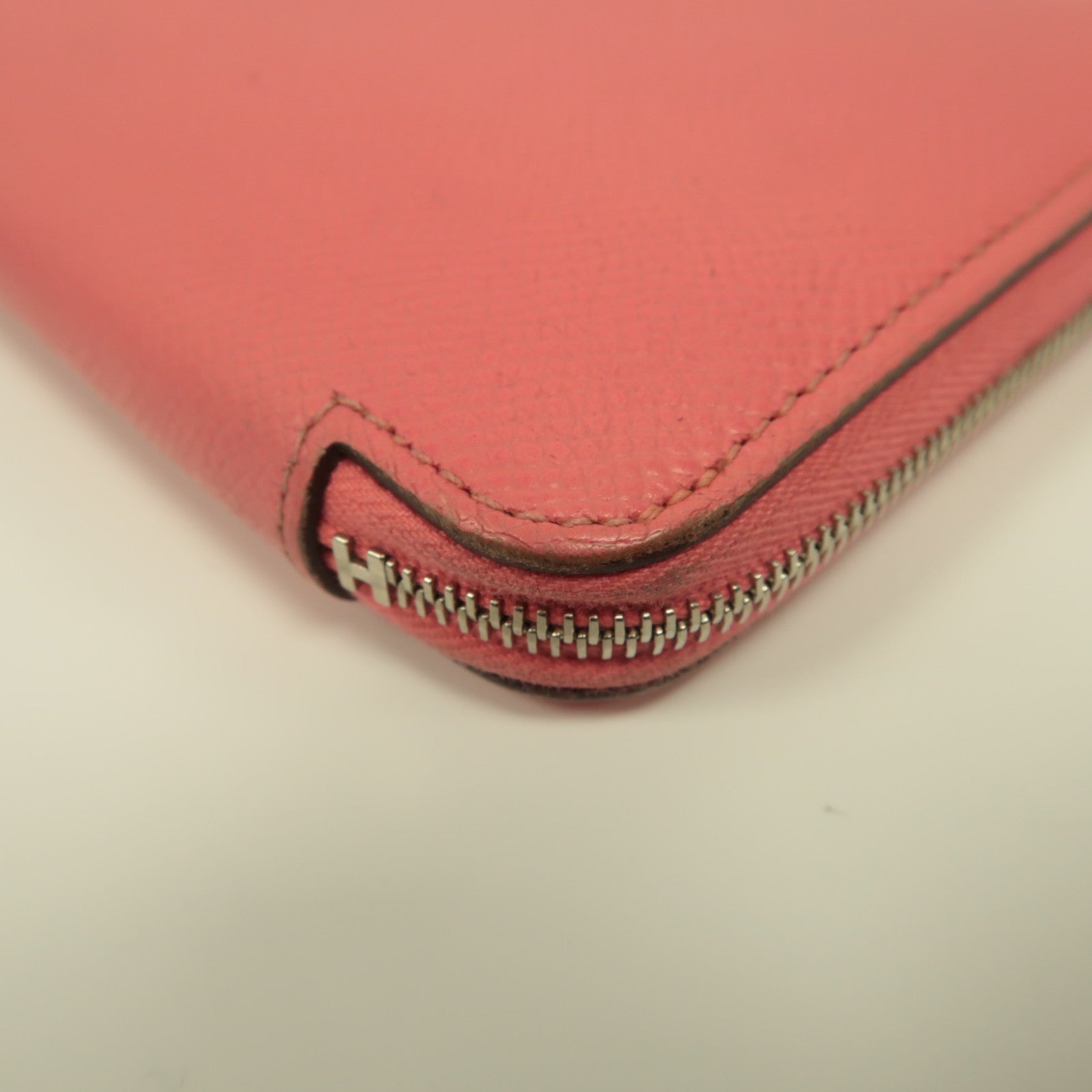 HERMES 【激減優惠】Epsom皮革Silk In Wallet銀扣拉鍊長錢包玫瑰杜鵑粉色