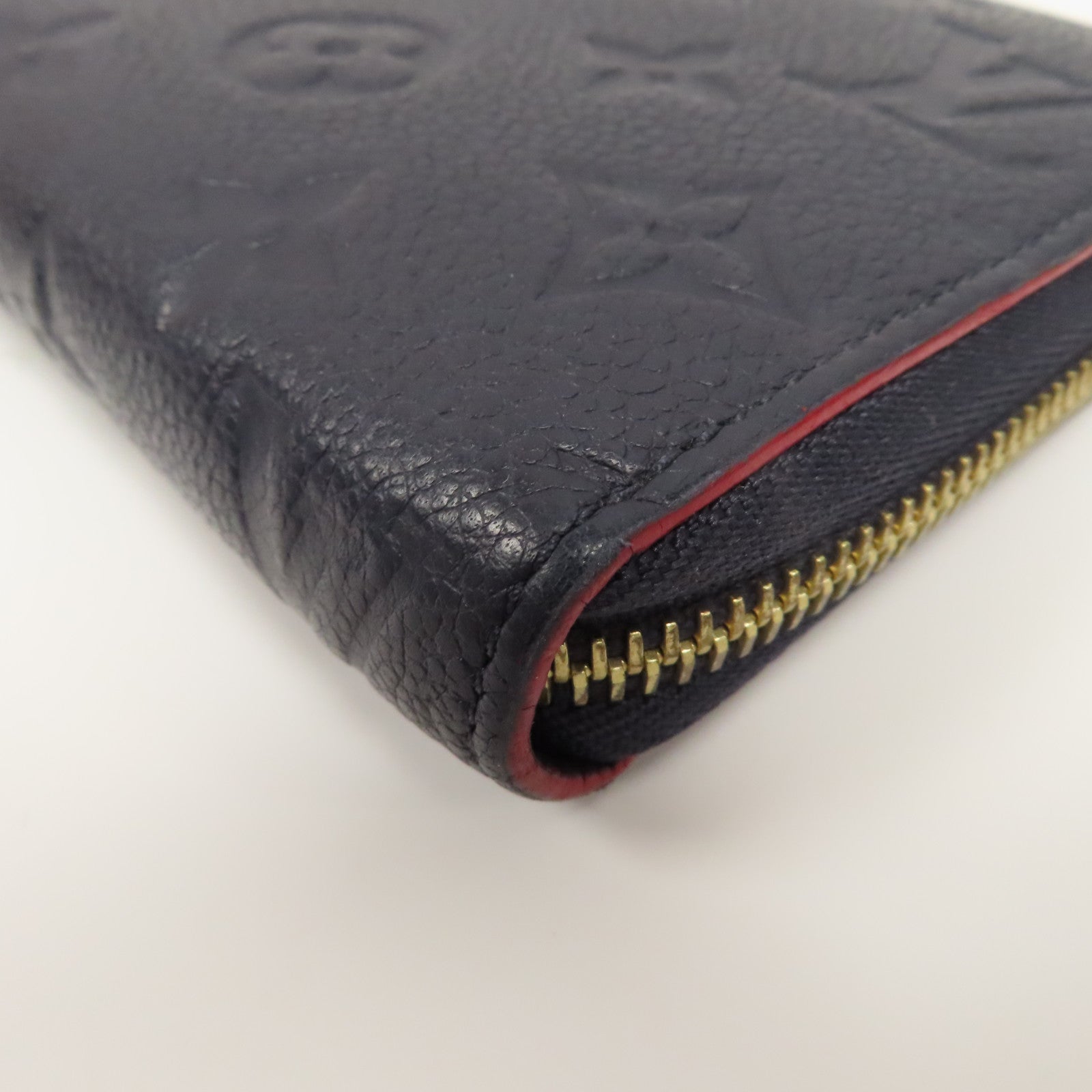 LOUIS VUITTON Monogram Empreinte Zippy Wallet金扣拉鍊長錢包藍色/紅色