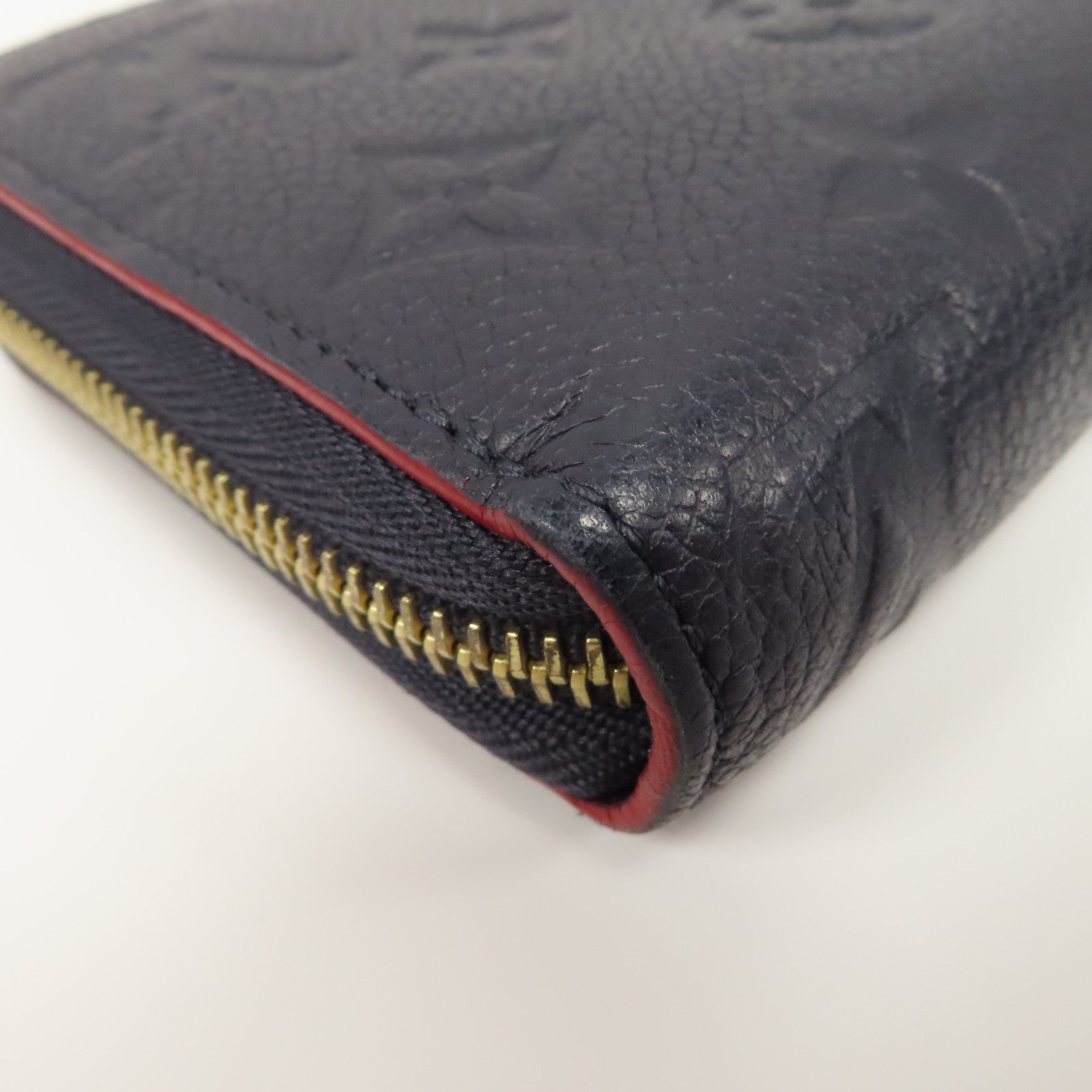 LOUIS VUITTON Monogram Empreinte Zippy Wallet金扣拉鍊長錢包藍色/紅色