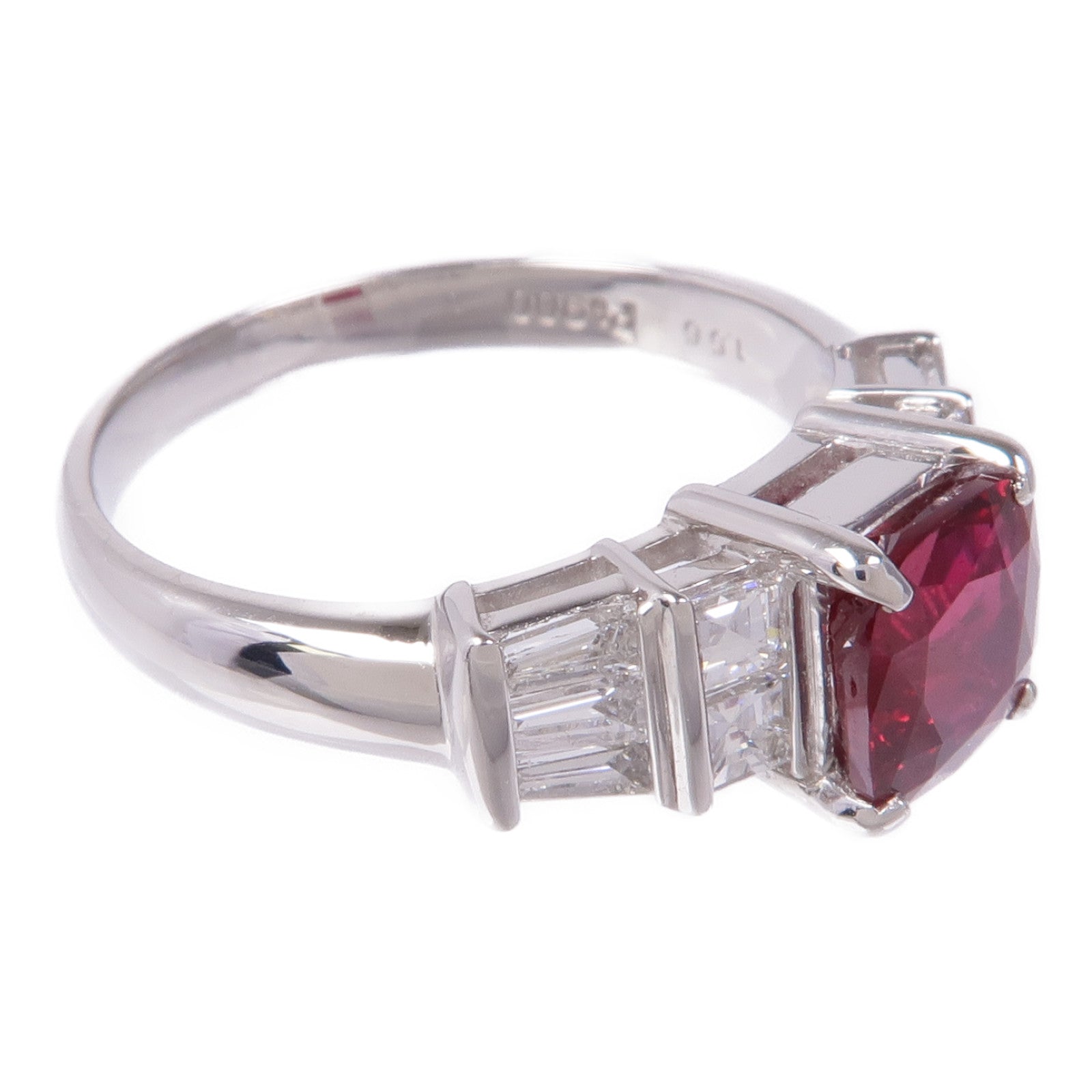 JEWELRY 【激減優惠】PT900鉑金Ruby/Diamond Ring紅寶石/鑽石戒指US#7.25