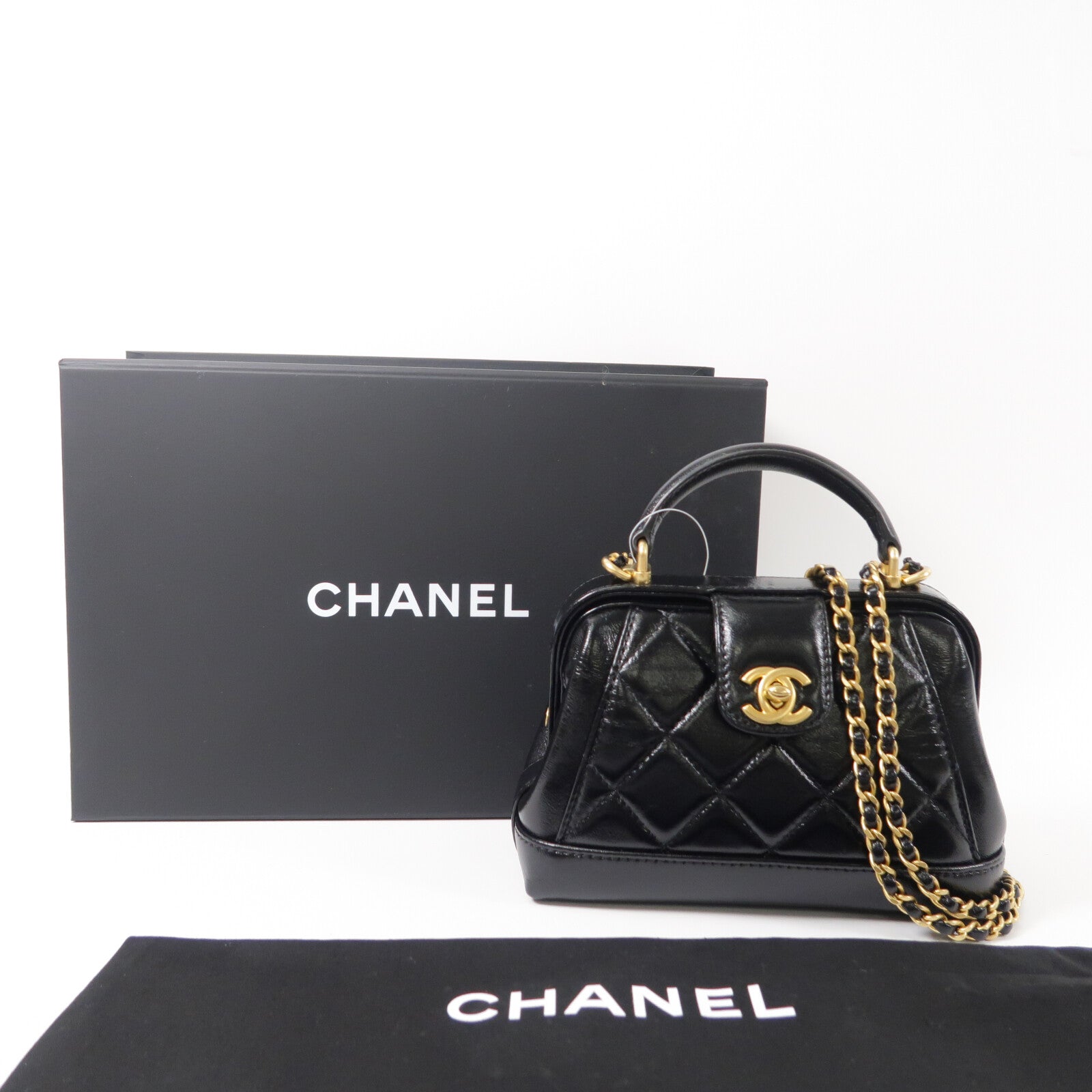 CHANEL 牛皮皮革24A Doctor Bag鏈帶手挽肩背兩用袋