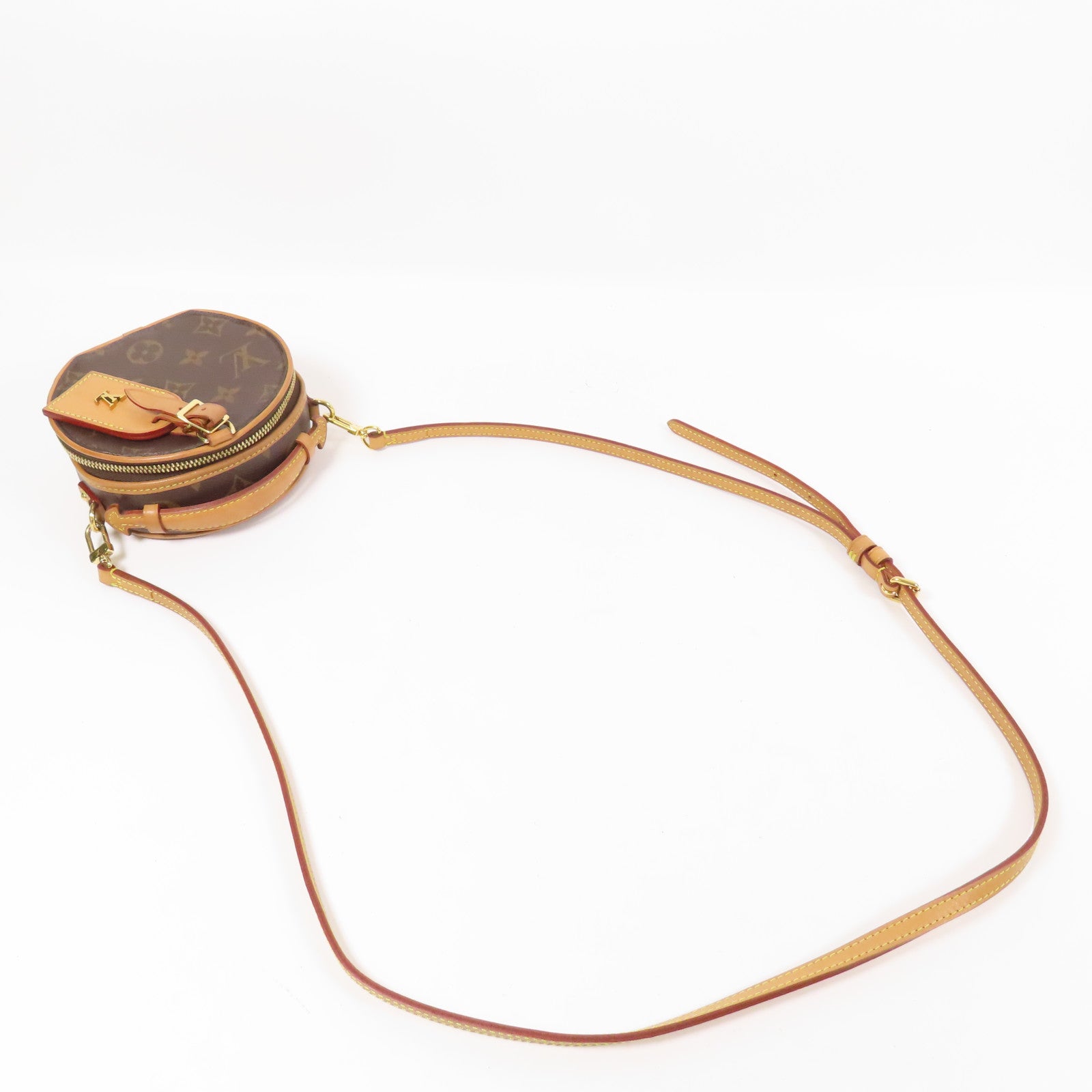 LOUIS VUITTON Monogram Mini Boite Chapeau金扣手挽肩背兩用袋棕色