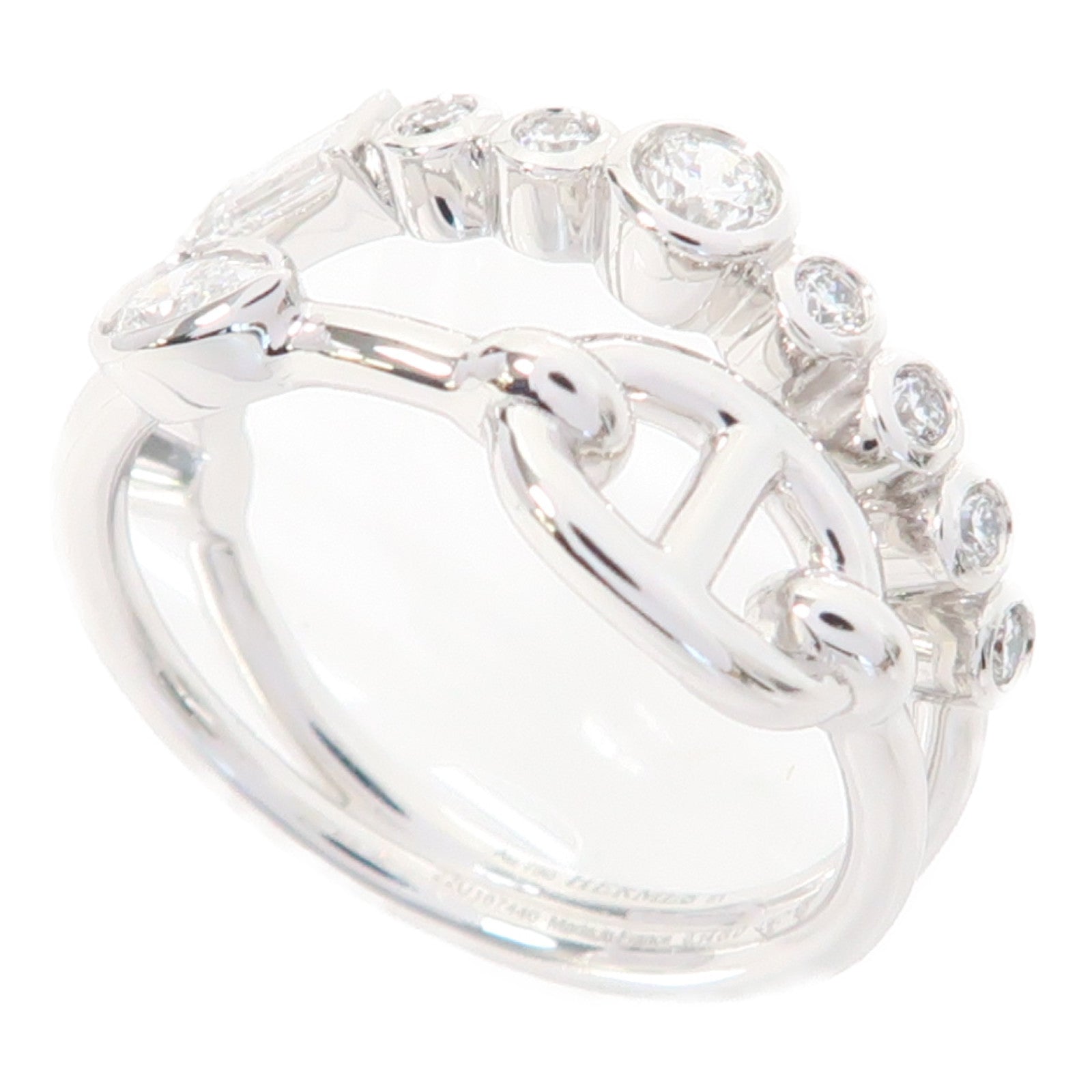 HERMES 【激減優惠】18K白金Chaine d'Ancre Chaos Fancy Ring 0.56ct鑽石戒指#51/US#5.75