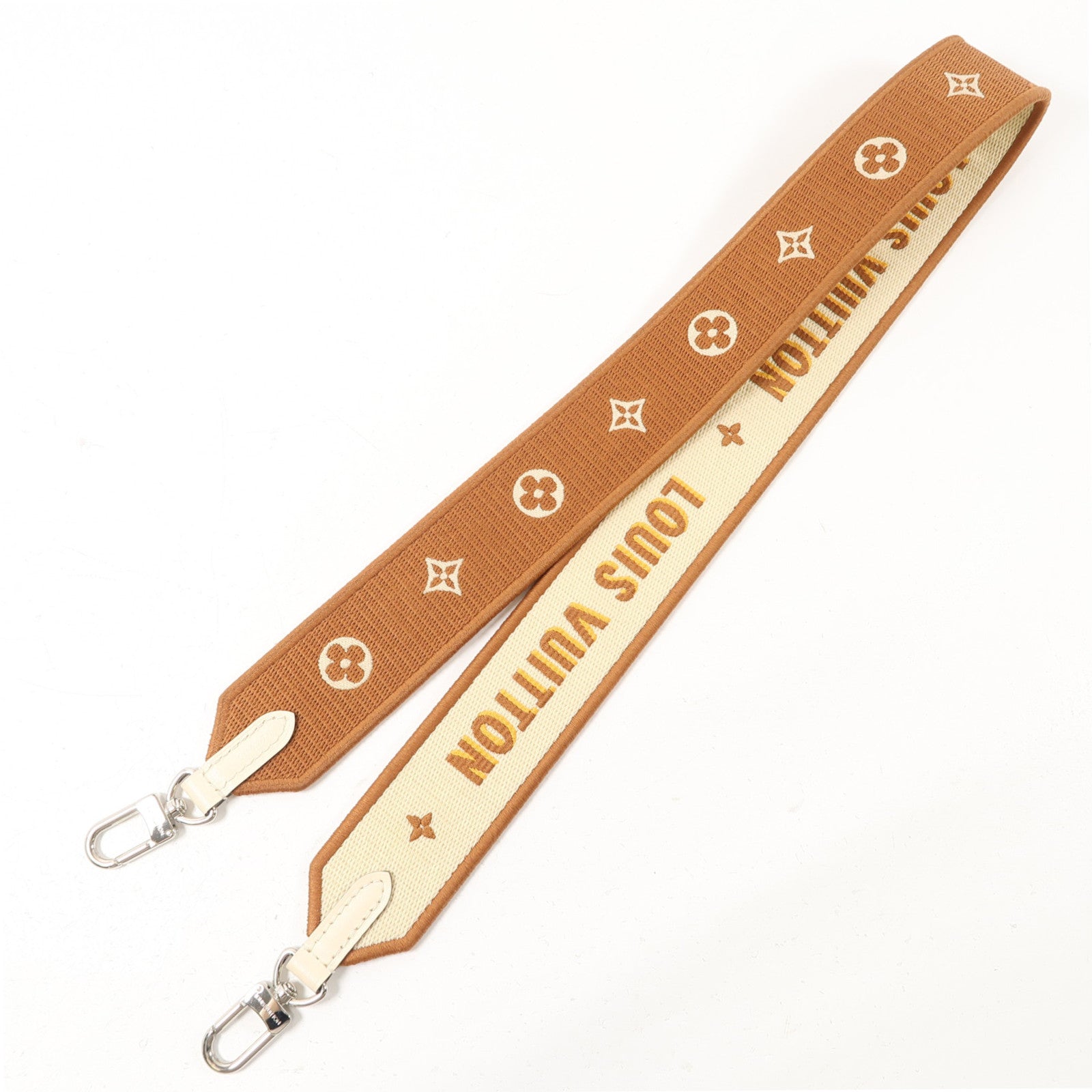 LOUIS VUITTON 帆布Shoulder Strap銀扣肩背帶啡色/米色