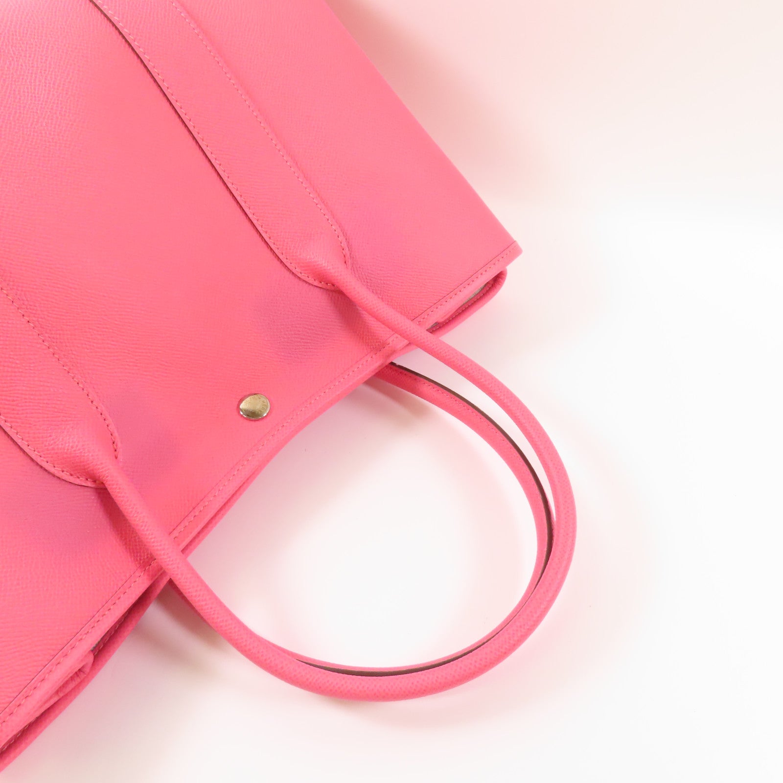 HERMES Epsom皮革Garden Party PM銀扣手挽袋Rose Azalee