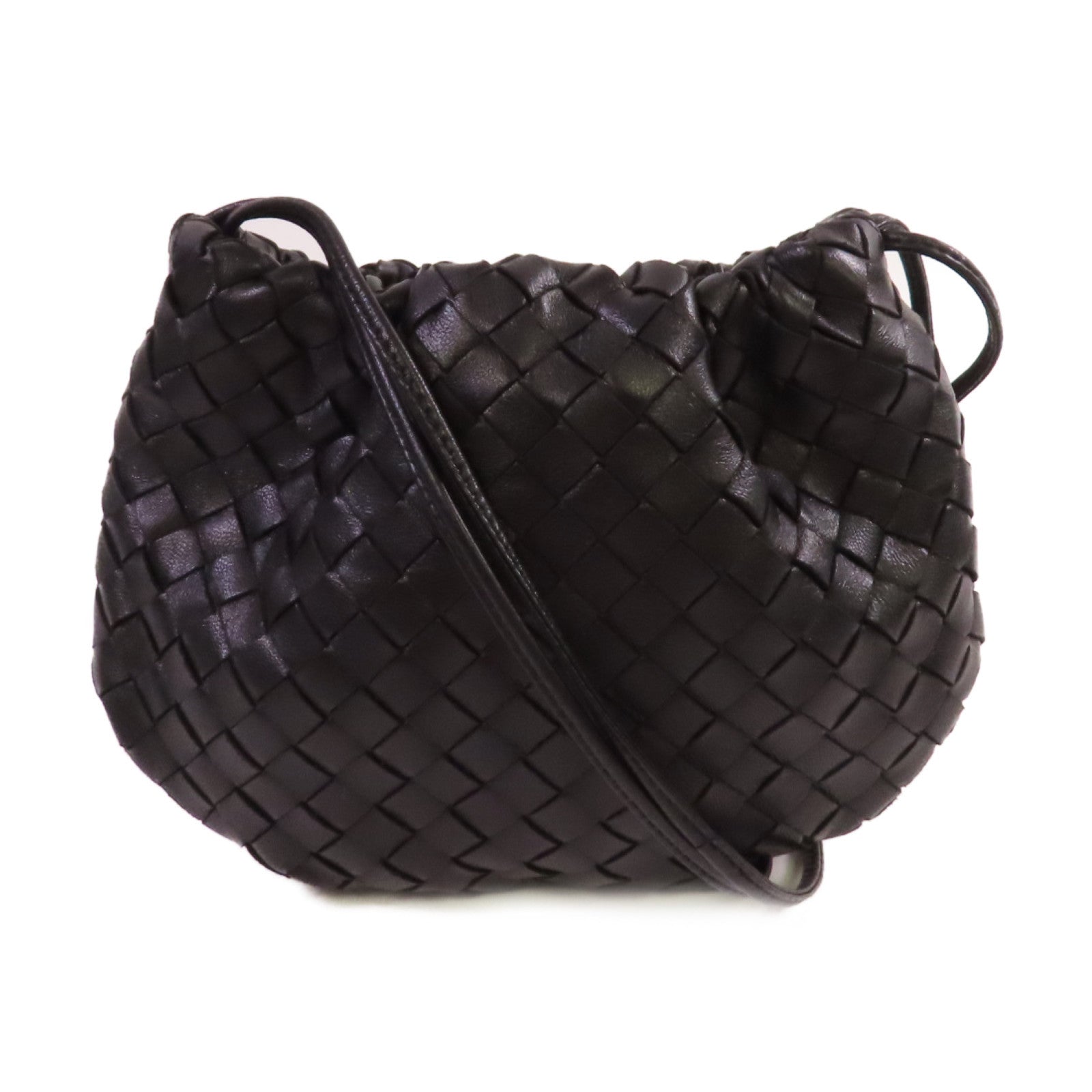 BOTTEGA VENETA 織紋皮革Mini Bulb Shoulder Bag金扣肩背袋黑色