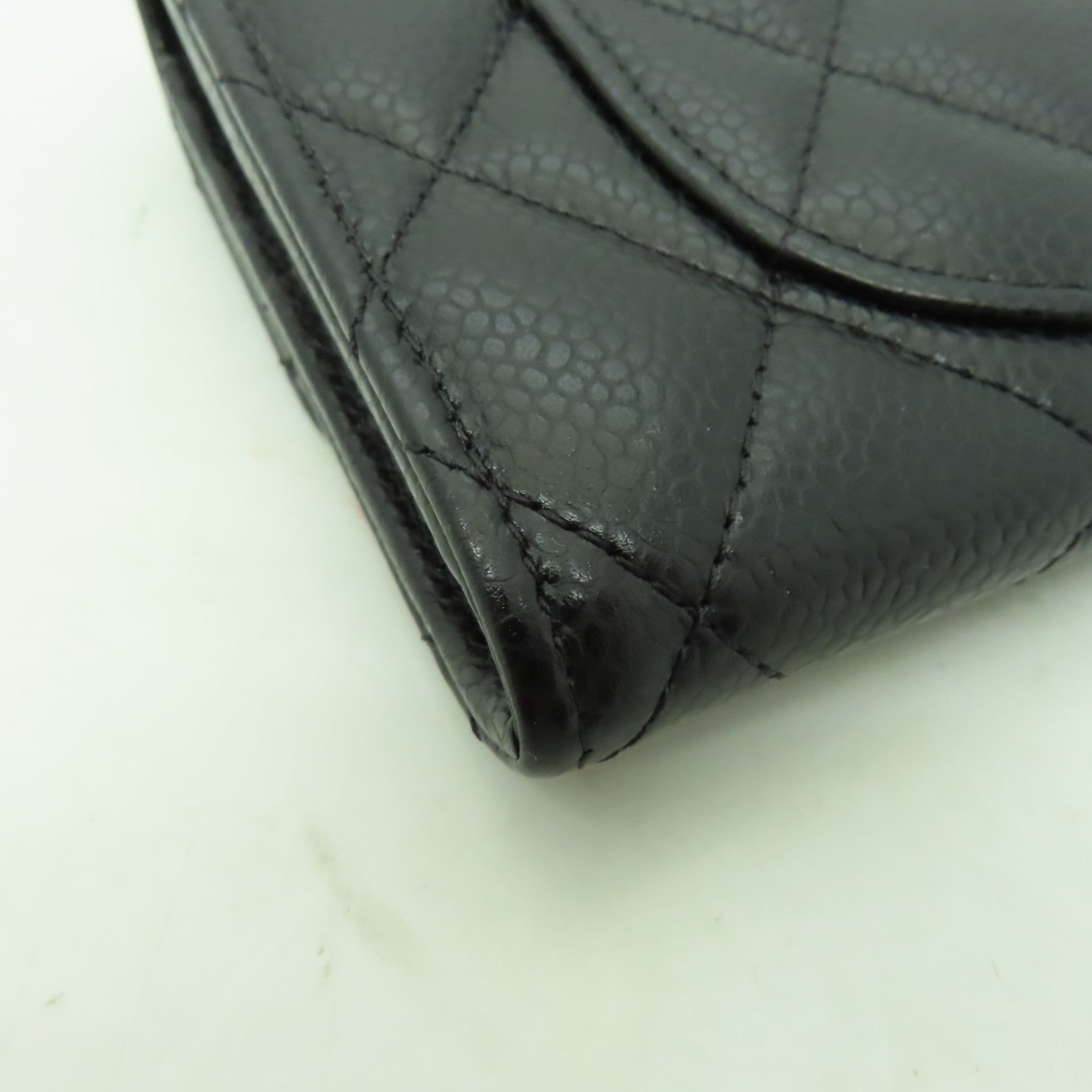 CHANEL 菱格Caviar皮革Long Wallet金扣長錢包黑色