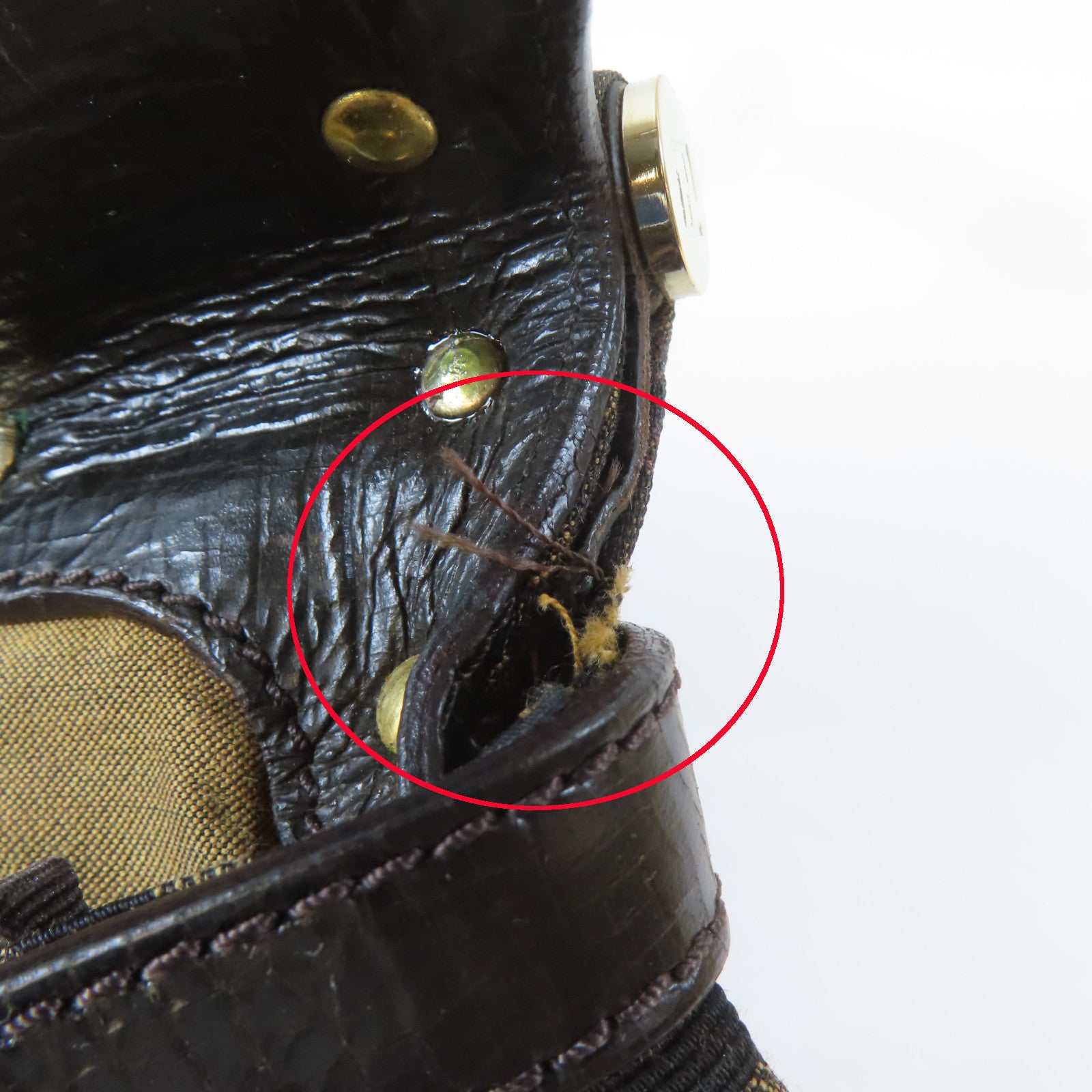 FENDI 牛皮皮革/帆布Hand Bag金扣手挽袋啡色