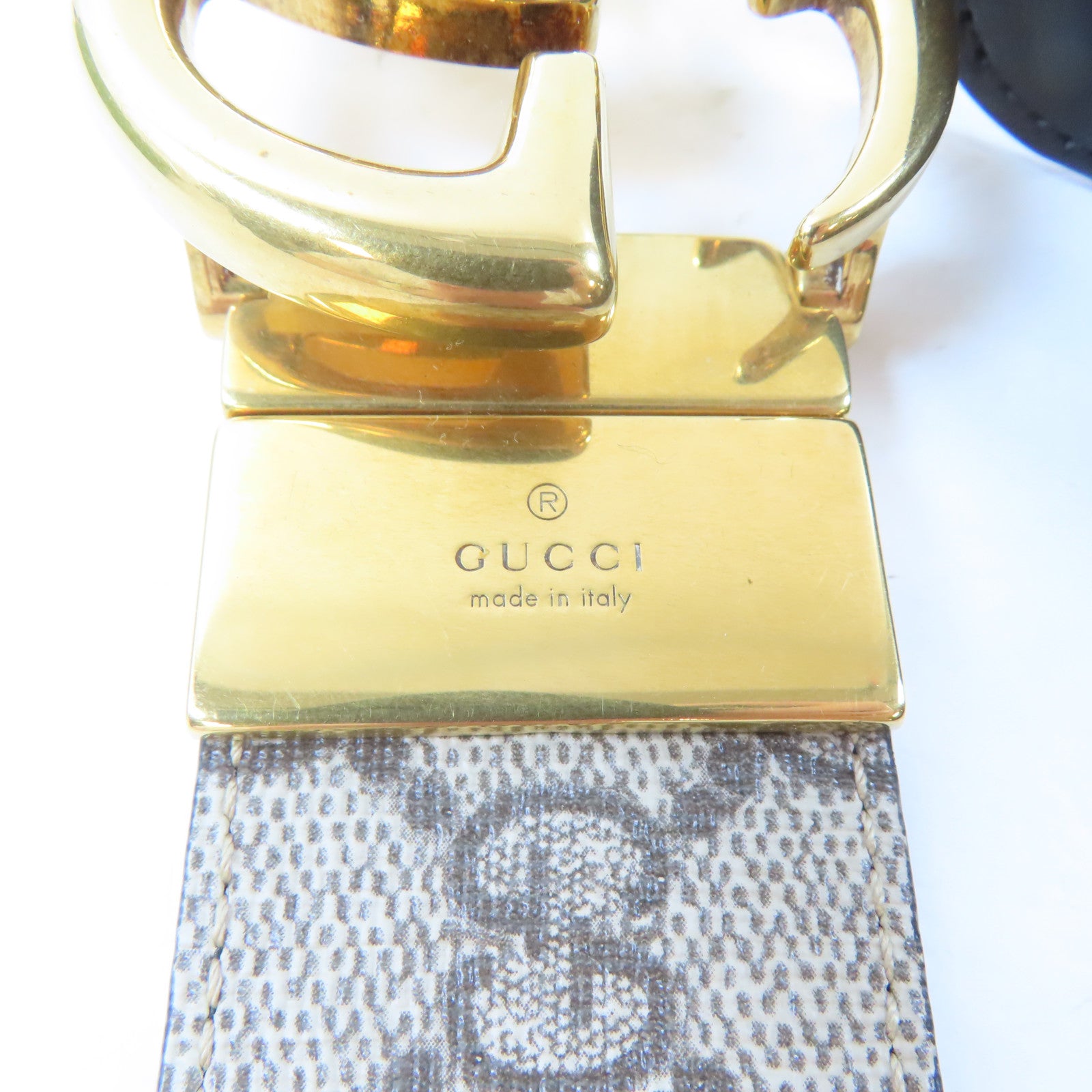 GUCCI 【激減優惠】PVC GG Marmont Reversible Belt皮帶米色