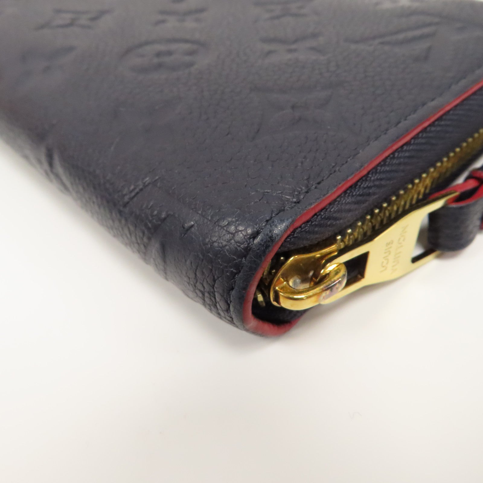 LOUIS VUITTON Monogram Empreinte Zippy Wallet金扣拉鍊長錢包藍色/紅色