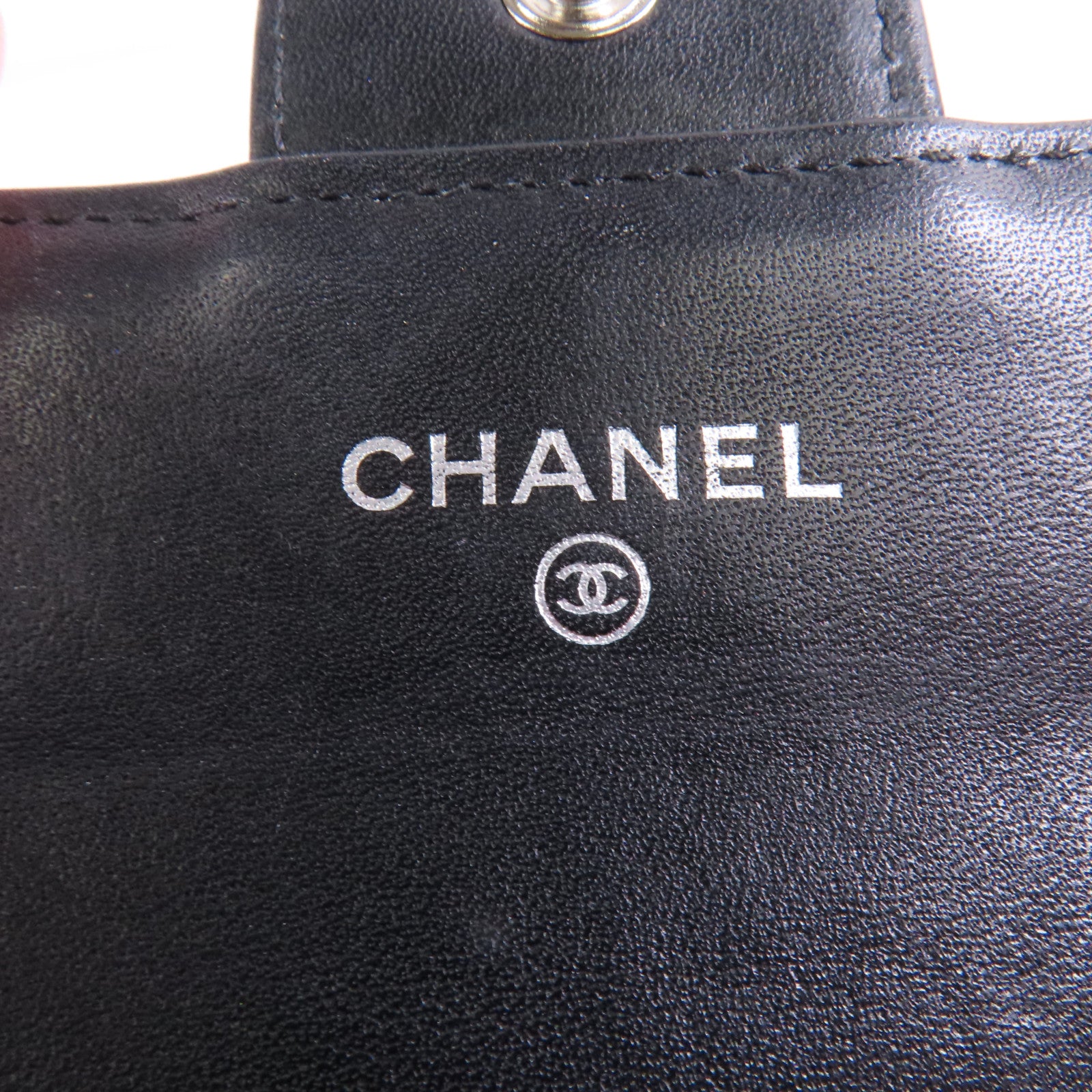 CHANEL CC SHW Card Case Patent Leather Black