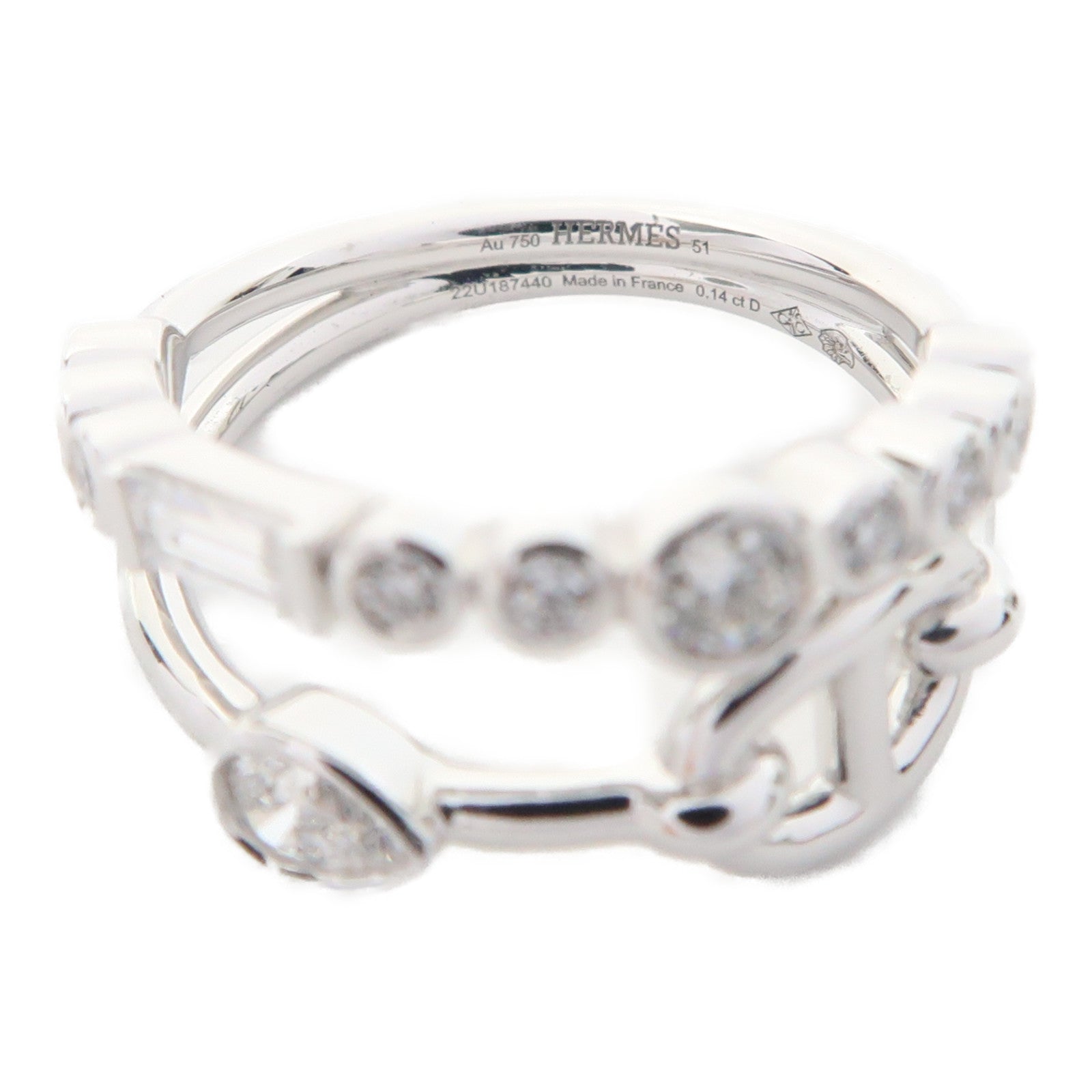 HERMES 【激減優惠】18K白金Chaine d'Ancre Chaos Fancy Ring 0.56ct鑽石戒指#51/US#5.75