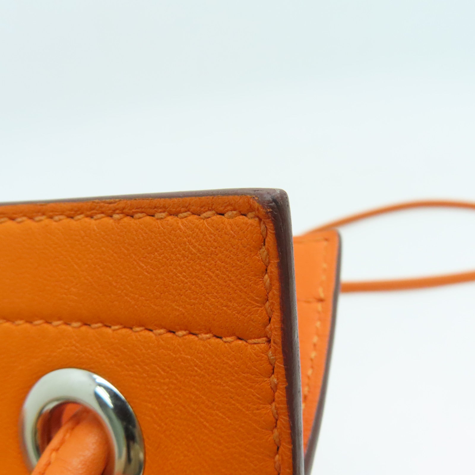 HERMES Swift皮革Aline Min銀扣肩背袋橙色