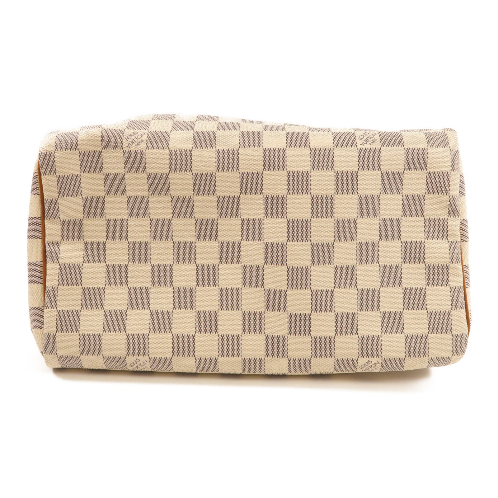 LOUIS VUITTON Damier Azur Speedy 30金扣手挽袋白色