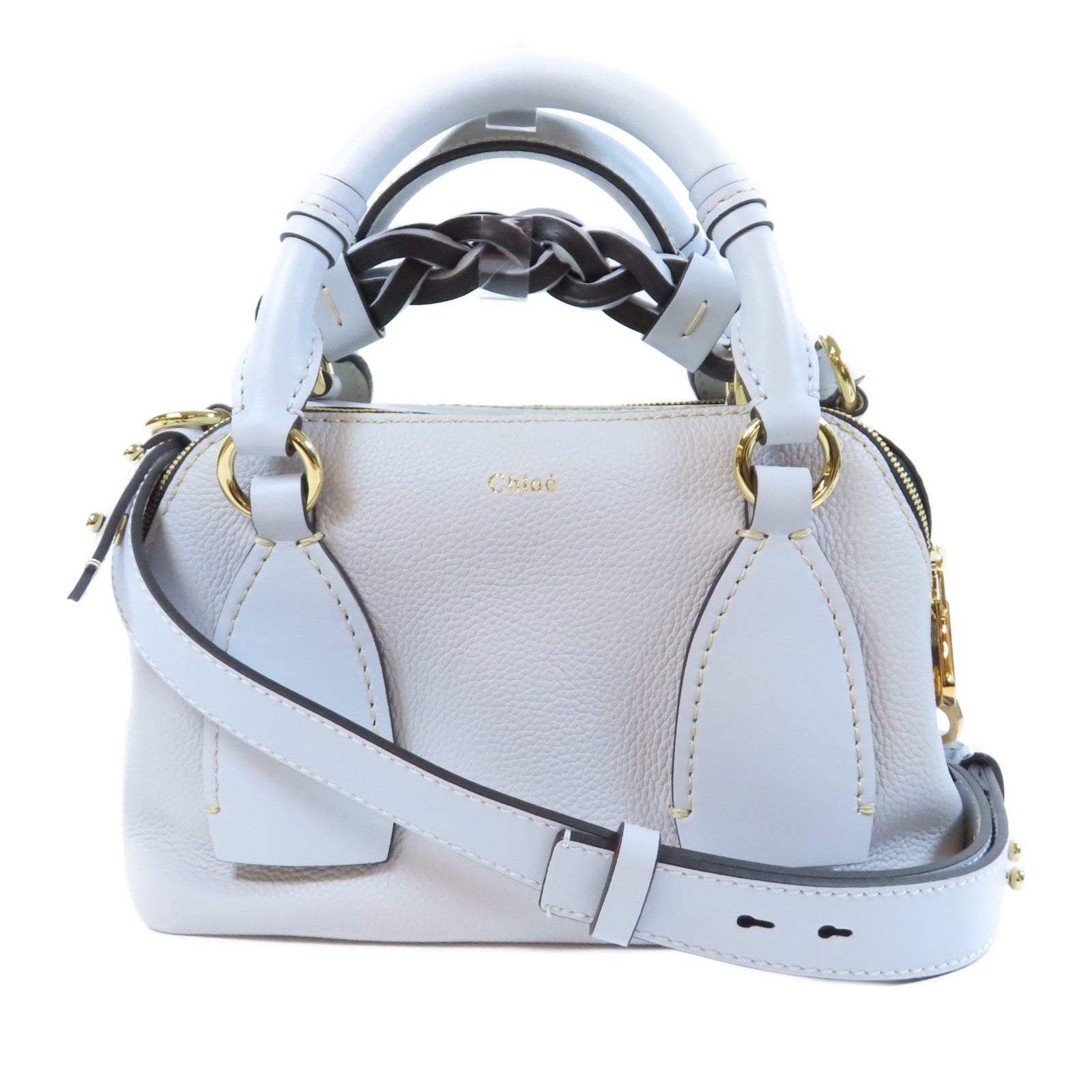 Chloe **【激減優惠】牛皮皮革2 Way Shoulder Bag金扣手挽肩背兩用袋淺藍色