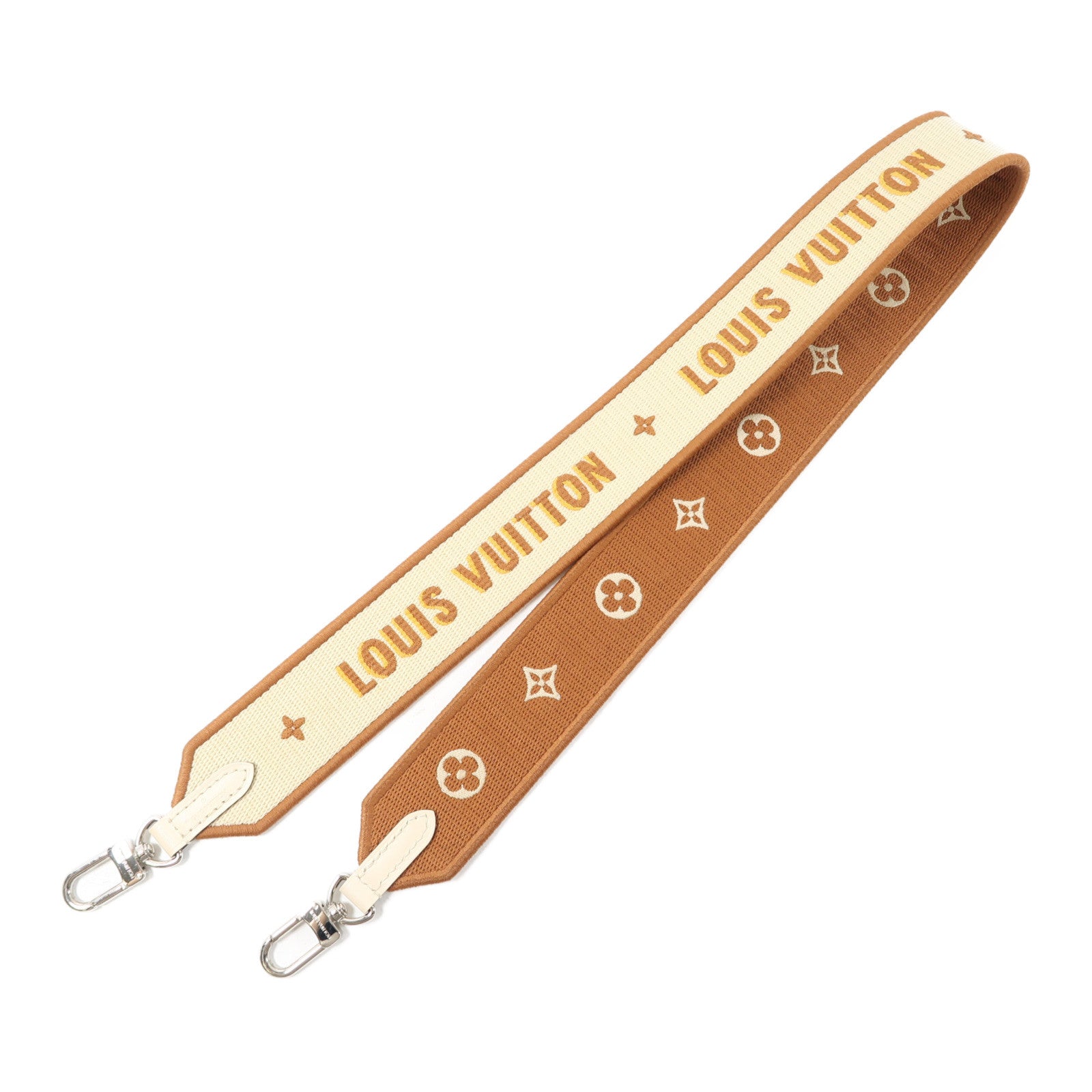 LOUIS VUITTON 帆布Shoulder Strap銀扣肩背帶啡色/米色