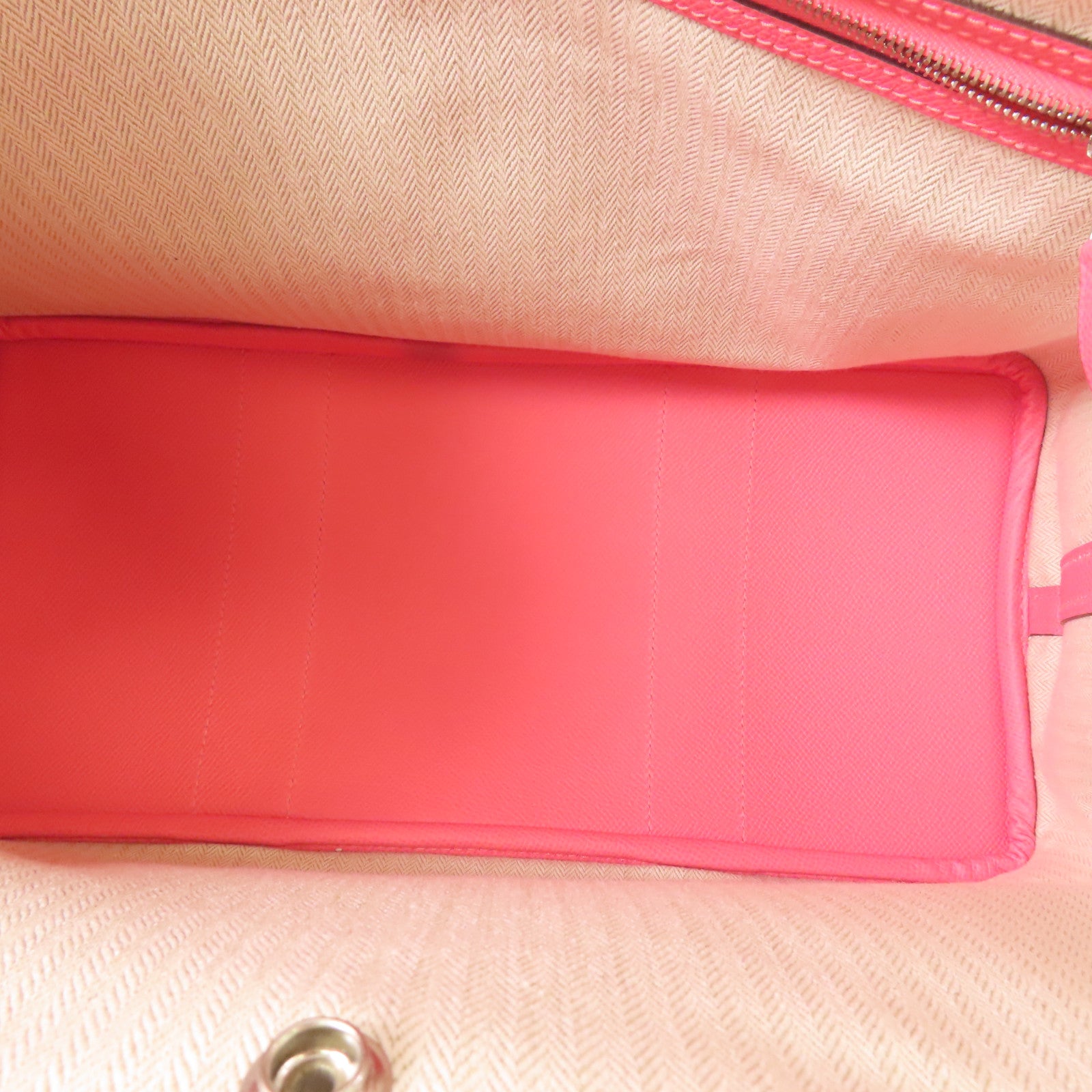 HERMES Epsom皮革Garden Party PM銀扣手挽袋Rose Azalee