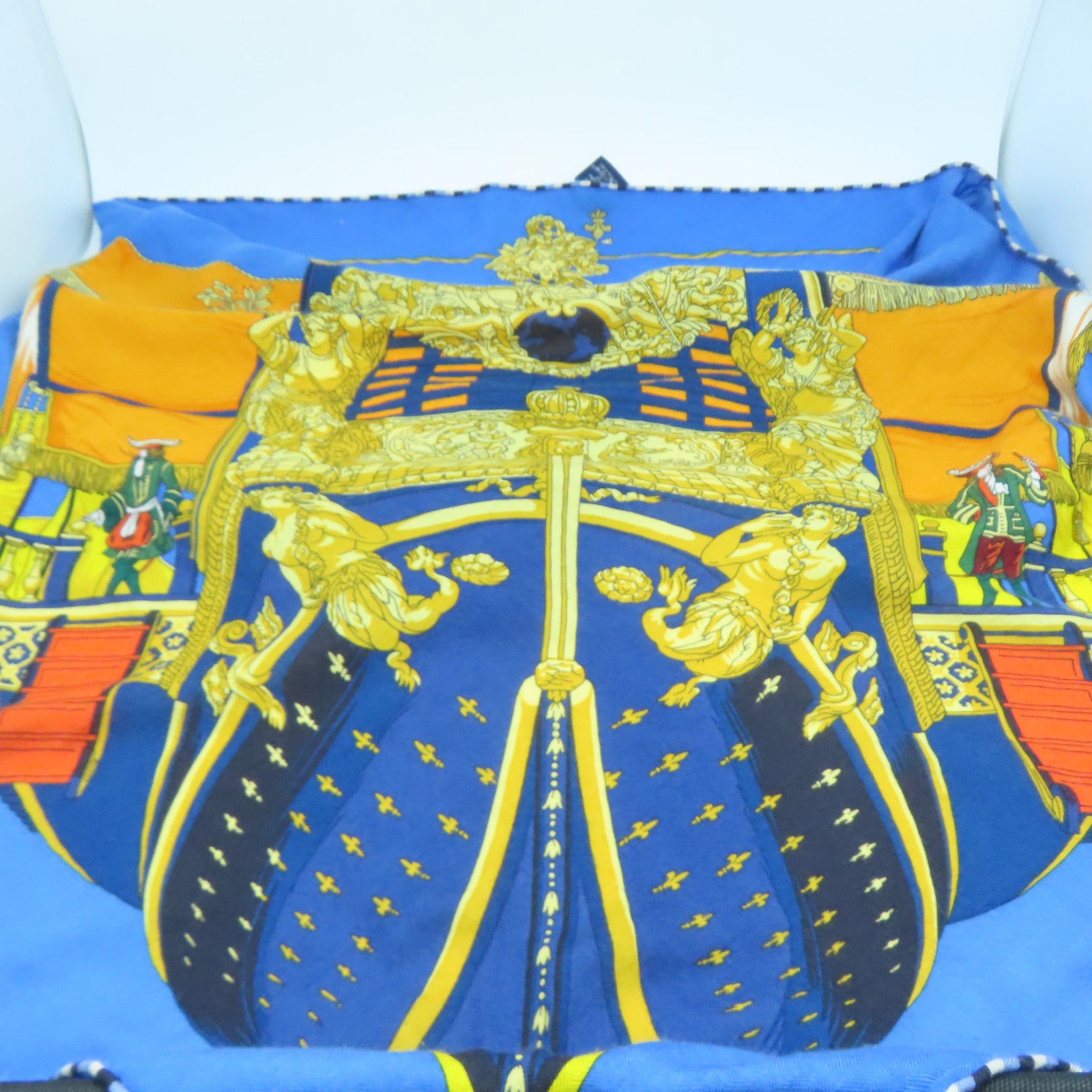 HERMES 【激減優惠】羊絨/絲質Scarf圍巾藍色/黃色