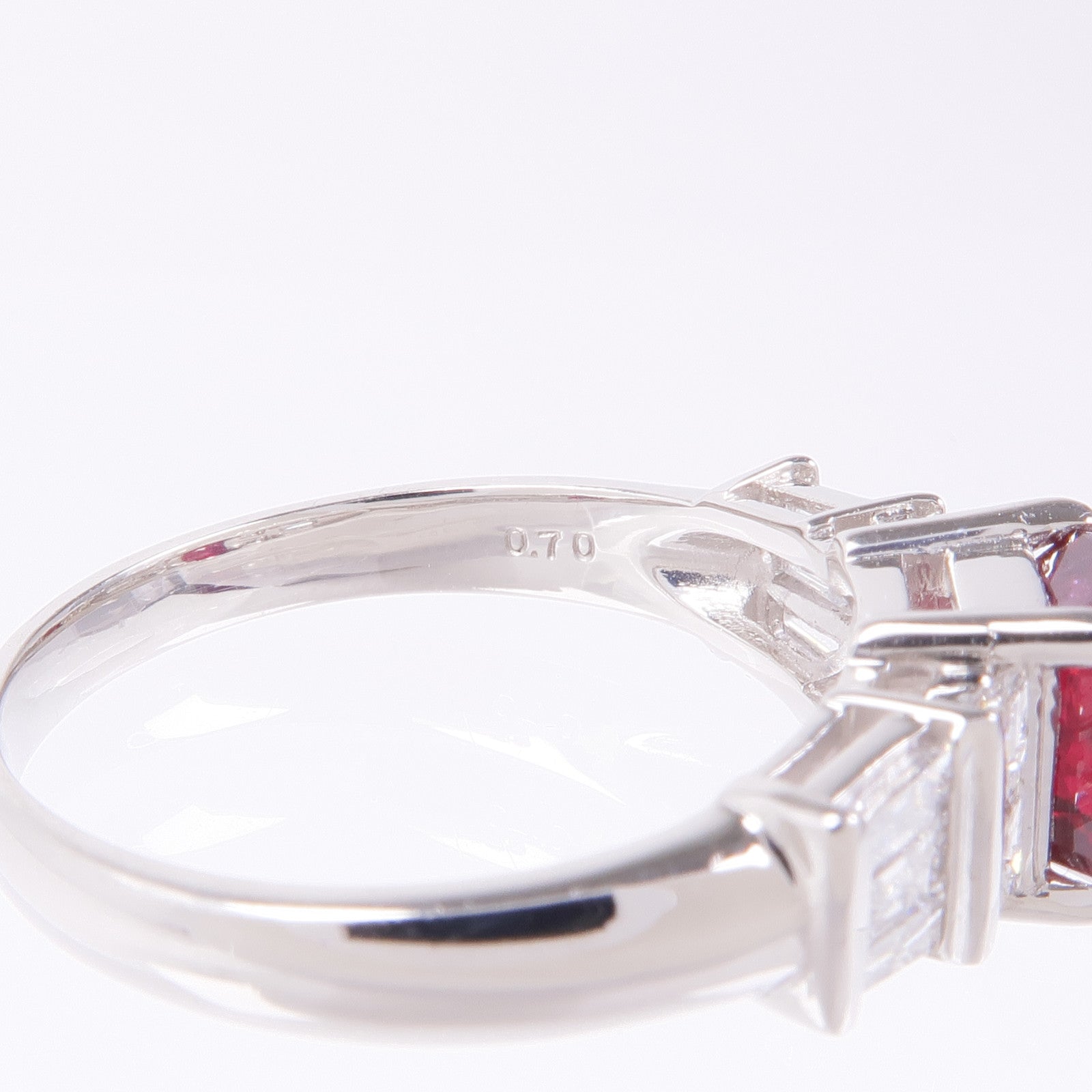 JEWELRY 【激減優惠】PT900鉑金Ruby/Diamond Ring紅寶石/鑽石戒指US#7.25