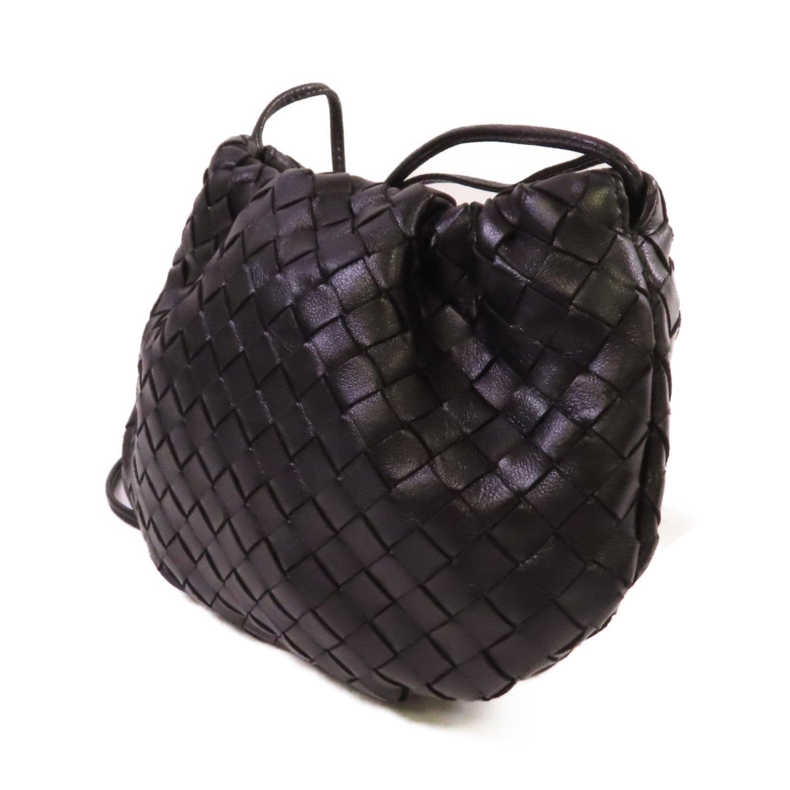 BOTTEGA VENETA 織紋皮革Mini Bulb Shoulder Bag金扣肩背袋黑色