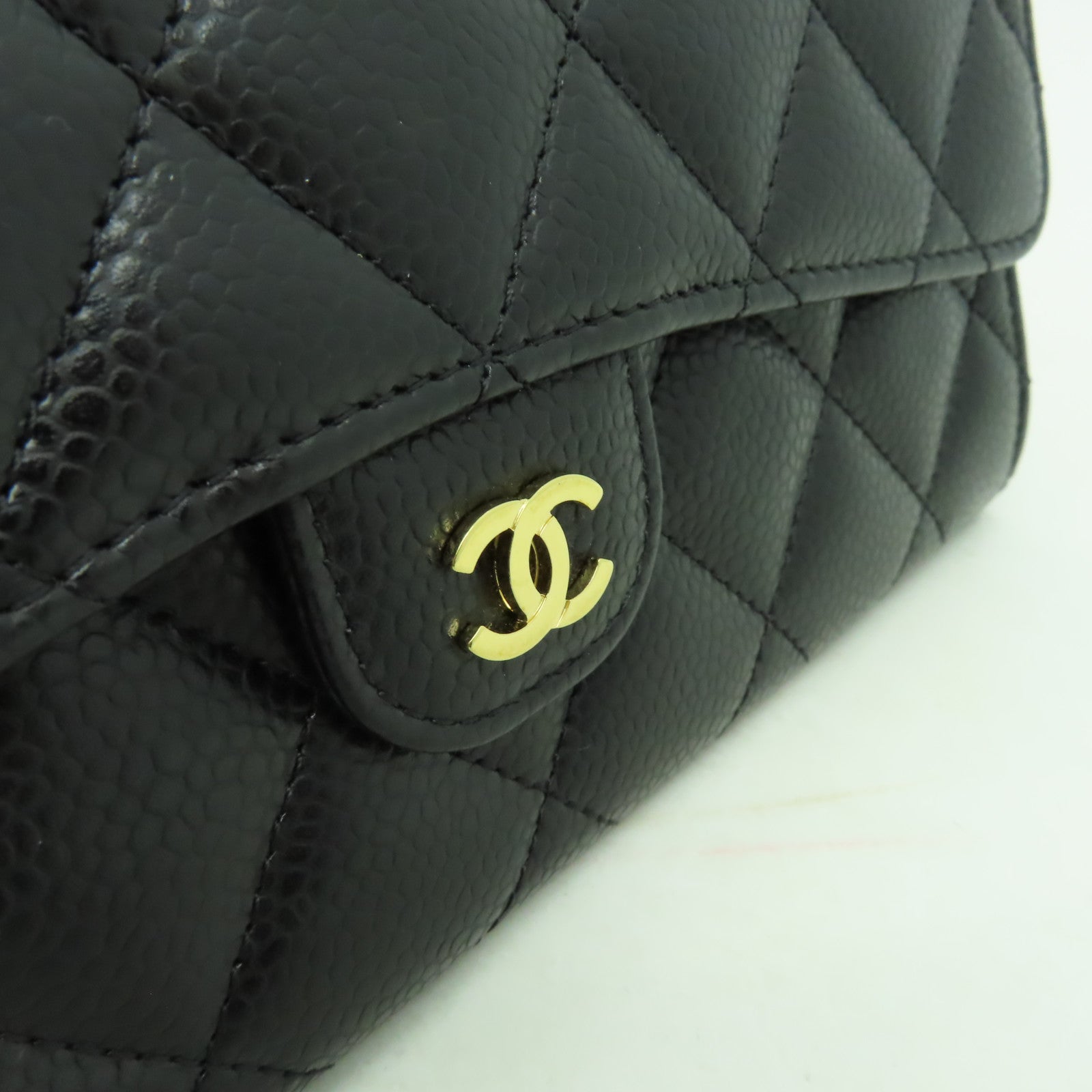 CHANEL 菱格Caviar皮革Long Wallet金扣長錢包黑色