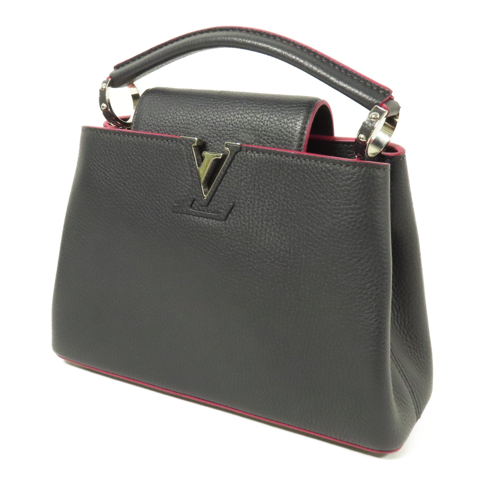 LOUIS VUITTON Taurillon Capucines BB銀扣手挽肩背兩用袋