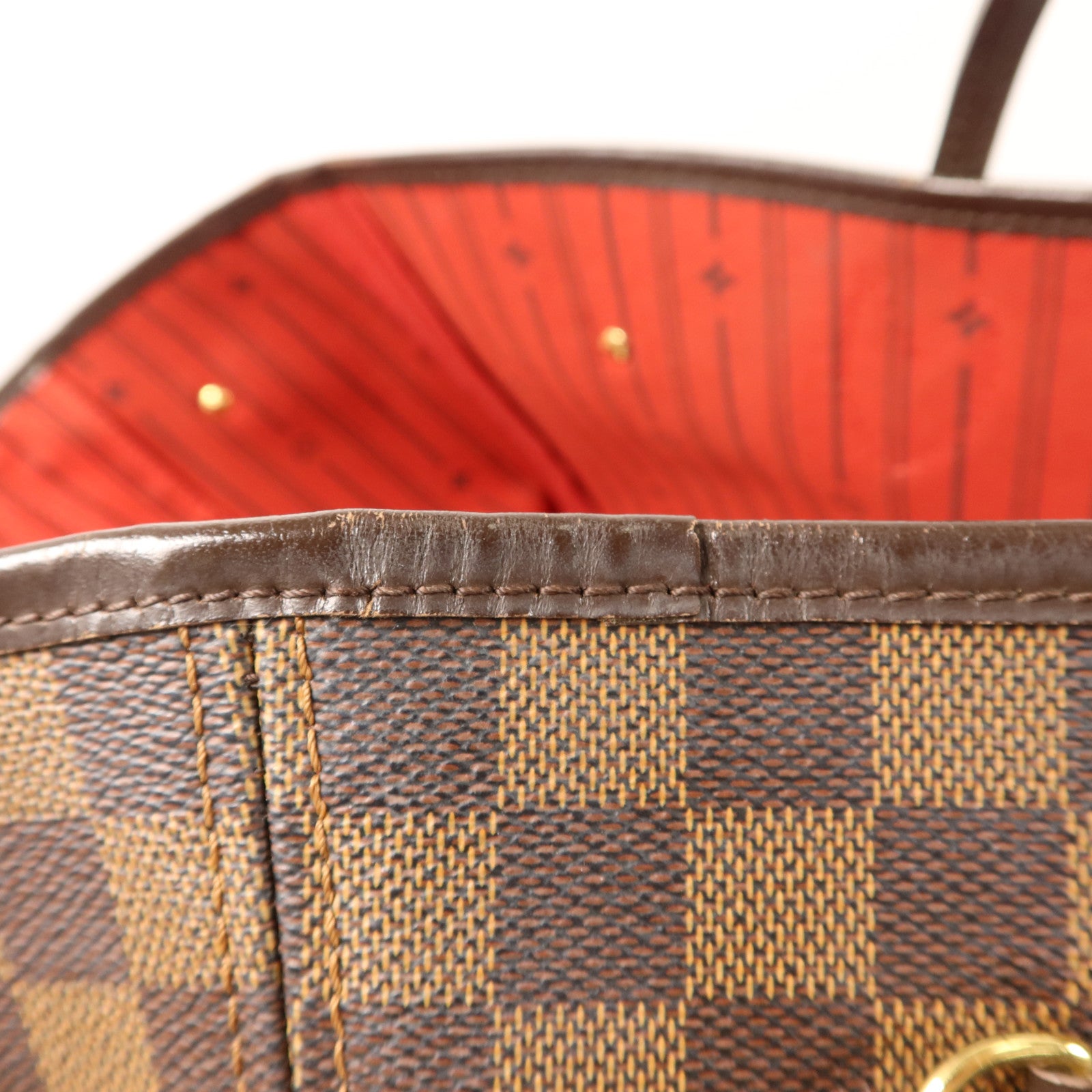 LOUIS VUITTON Damier Neverfull MM金扣手挽袋