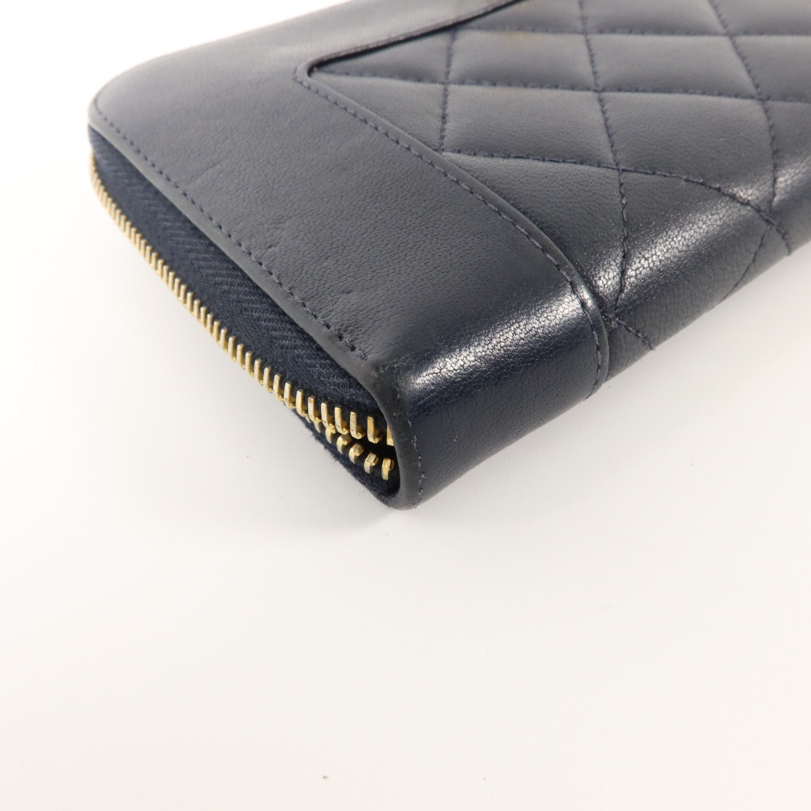 CHANEL 羊皮皮革Vintage Long Zipped Wallet金扣長錢包