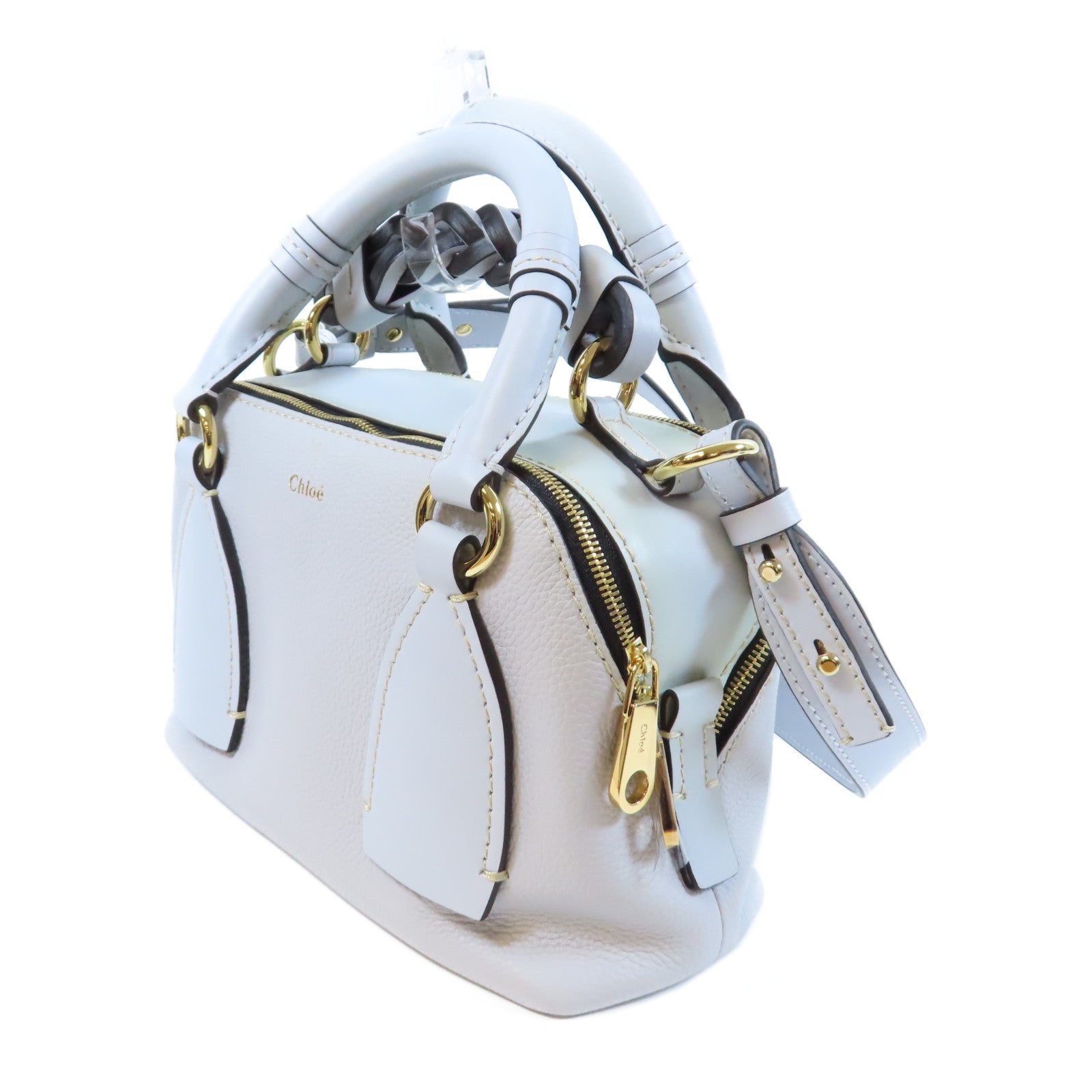 Chloe **【激減優惠】牛皮皮革2 Way Shoulder Bag金扣手挽肩背兩用袋淺藍色