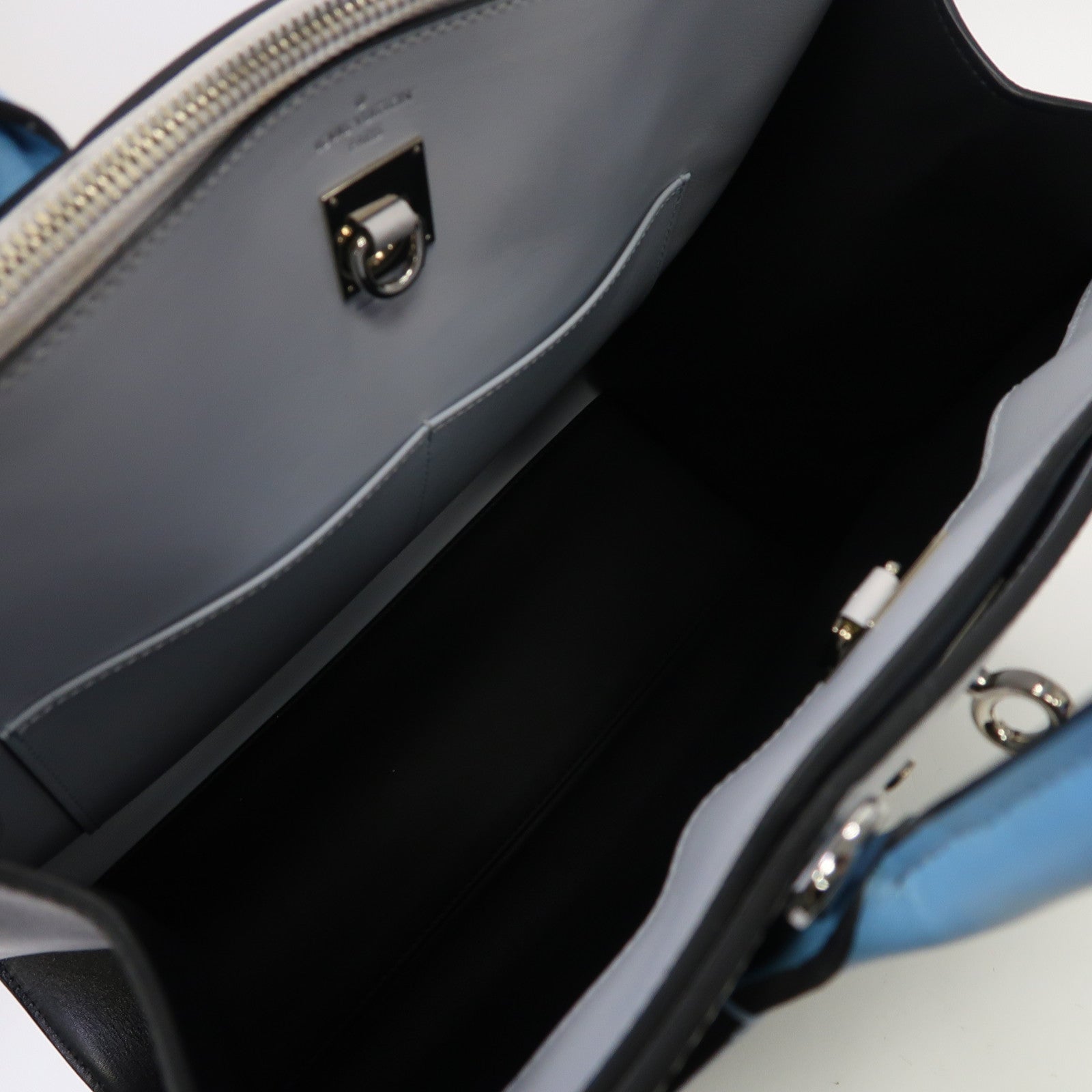 LOUIS VUITTON 【激減優惠】皮革City Steamer MM銀扣手挽肩背两用袋藍色/黑色