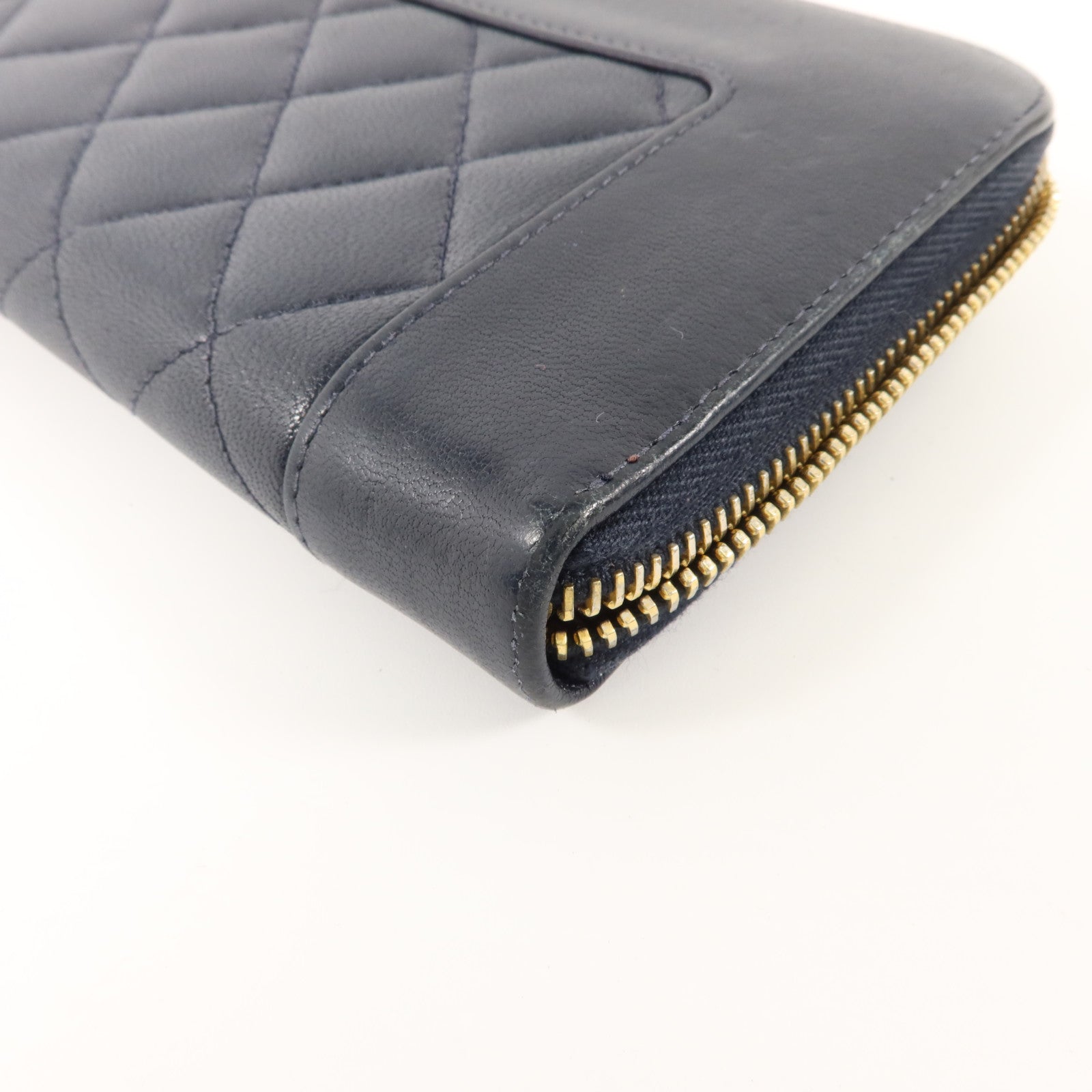 CHANEL 羊皮皮革Vintage Long Zipped Wallet金扣長錢包