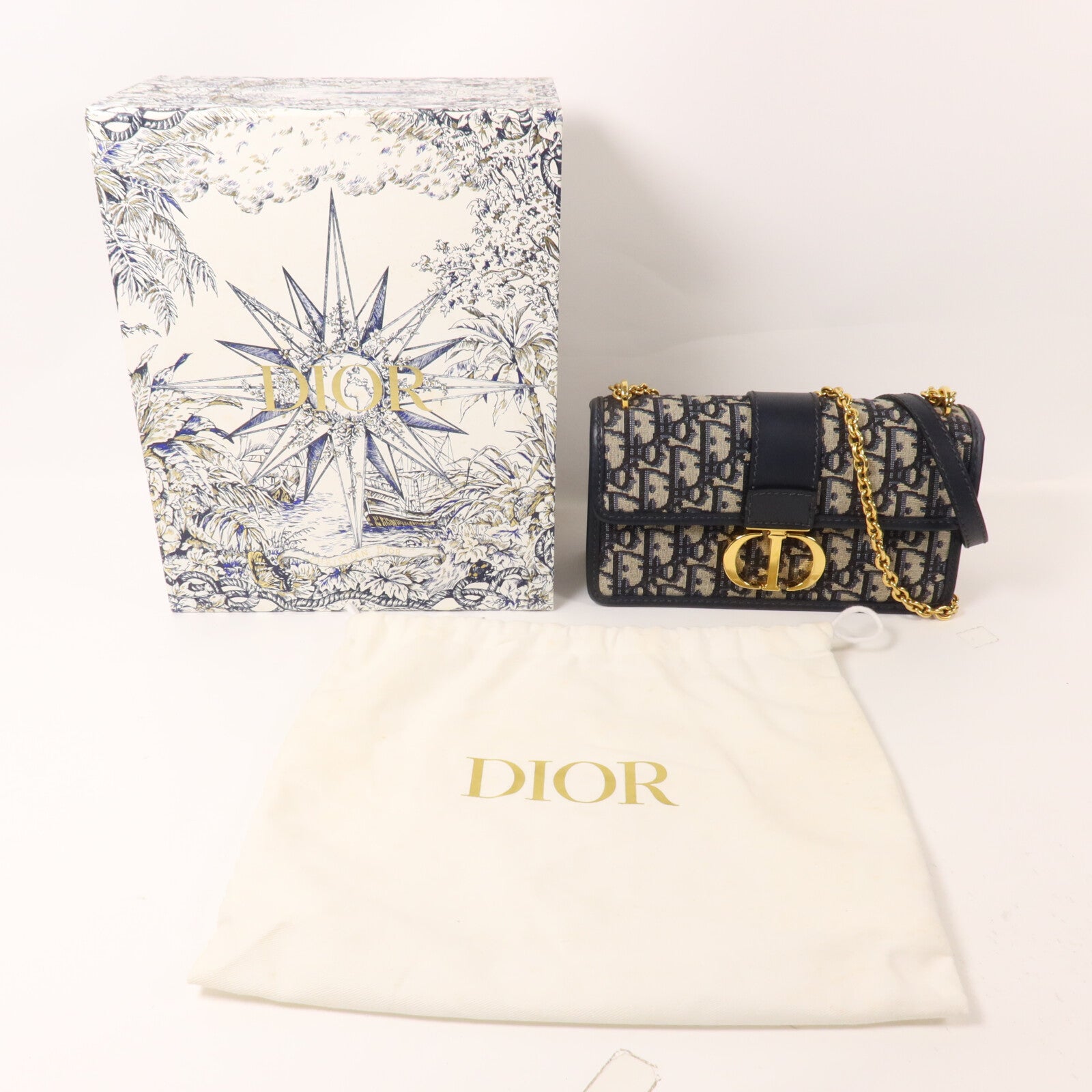 Dior 帆布30 Montaigne East-West With Chain鏈帶肩背袋