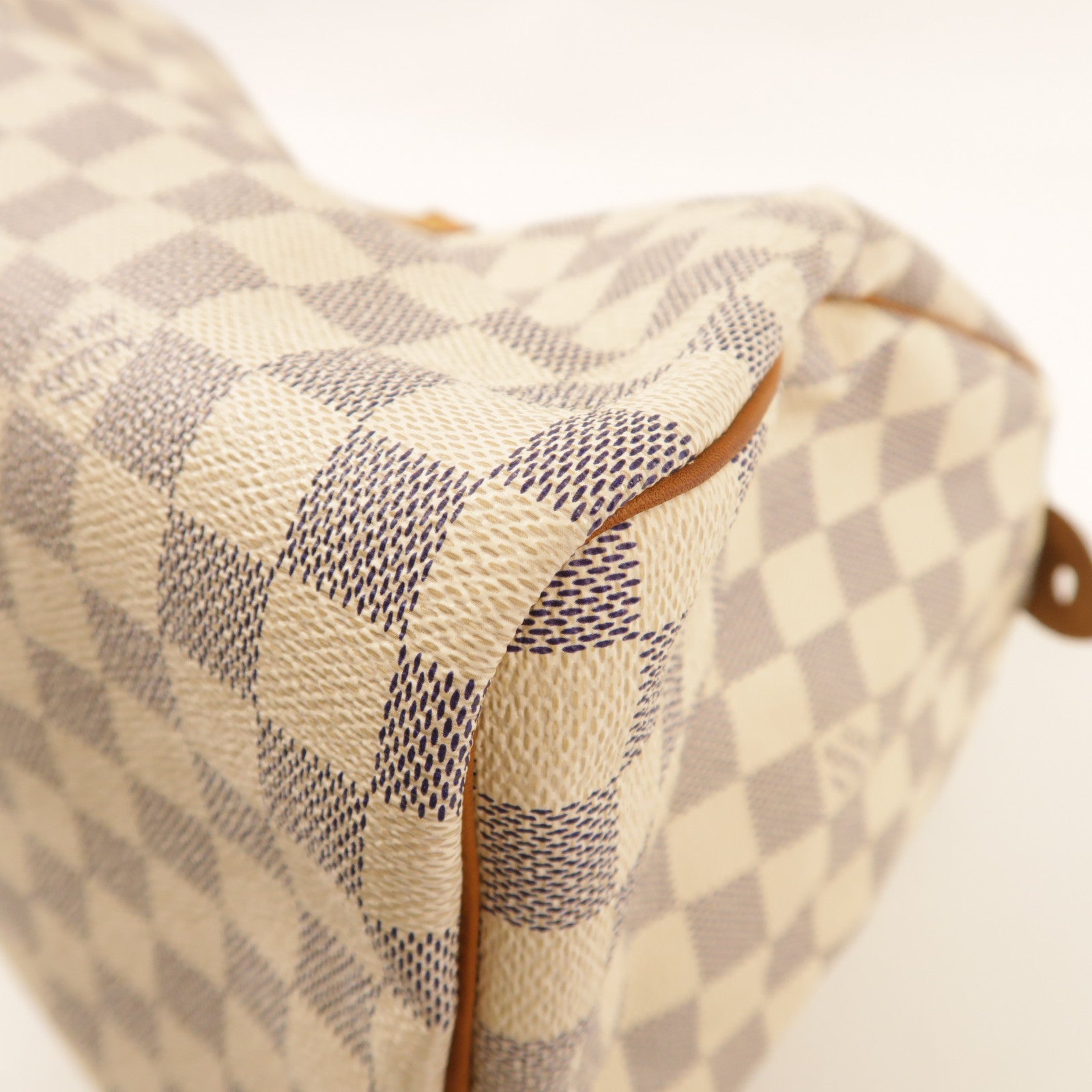 LOUIS VUITTON Damier Azur Speedy 30金扣手挽袋白色