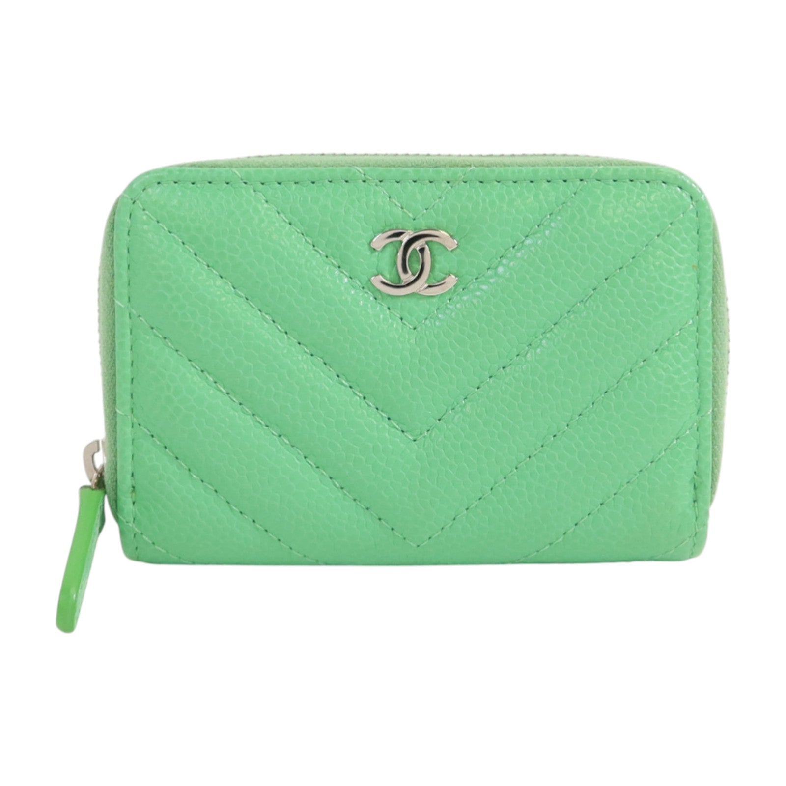 CHANEL 牛皮皮革Card Case銀扣卡套