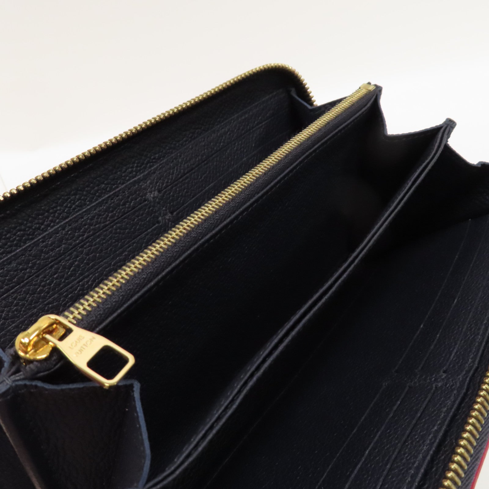 LOUIS VUITTON Monogram Empreinte Zippy Wallet金扣拉鍊長錢包藍色/紅色