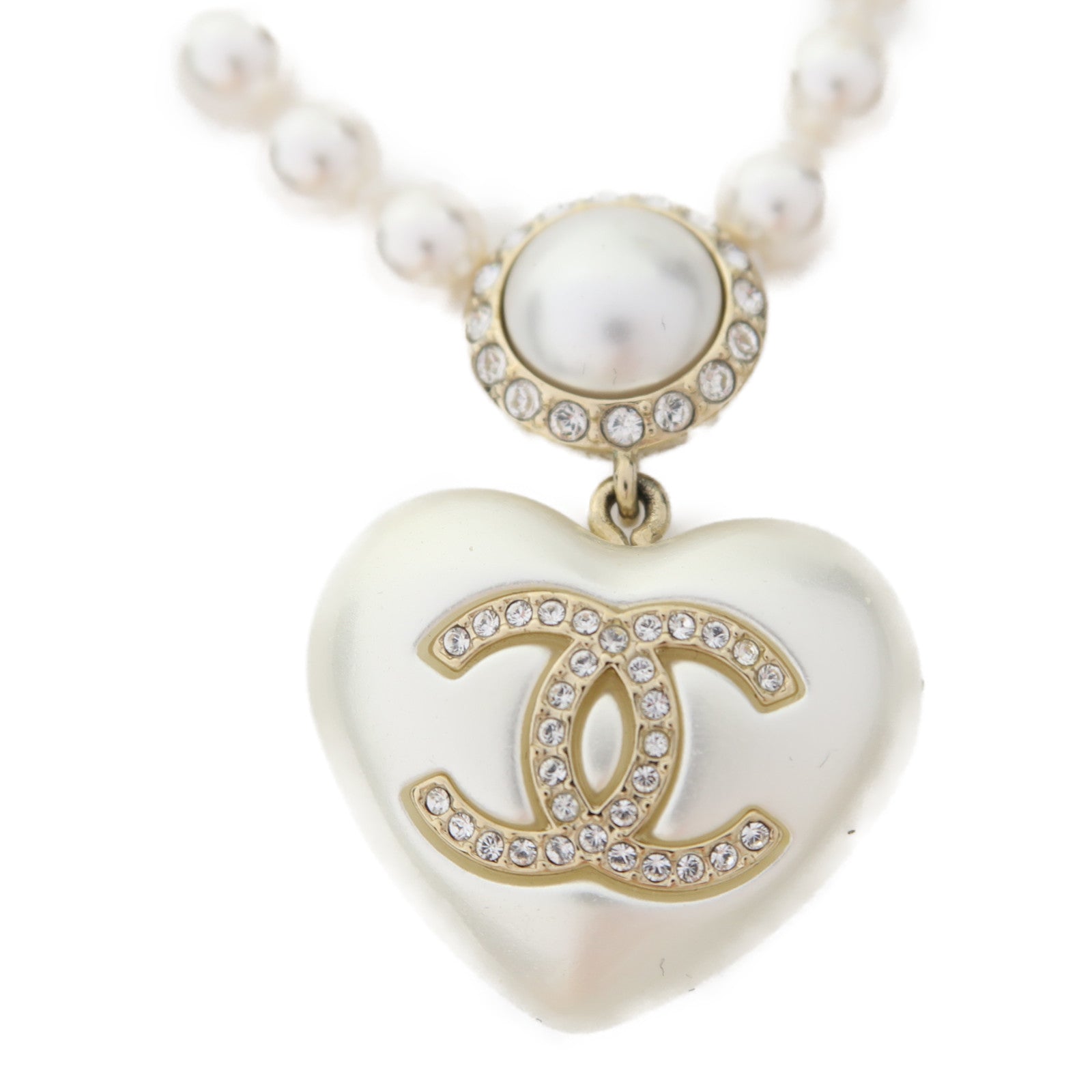 CHANEL 金屬/PVC Necklace項鍊白色