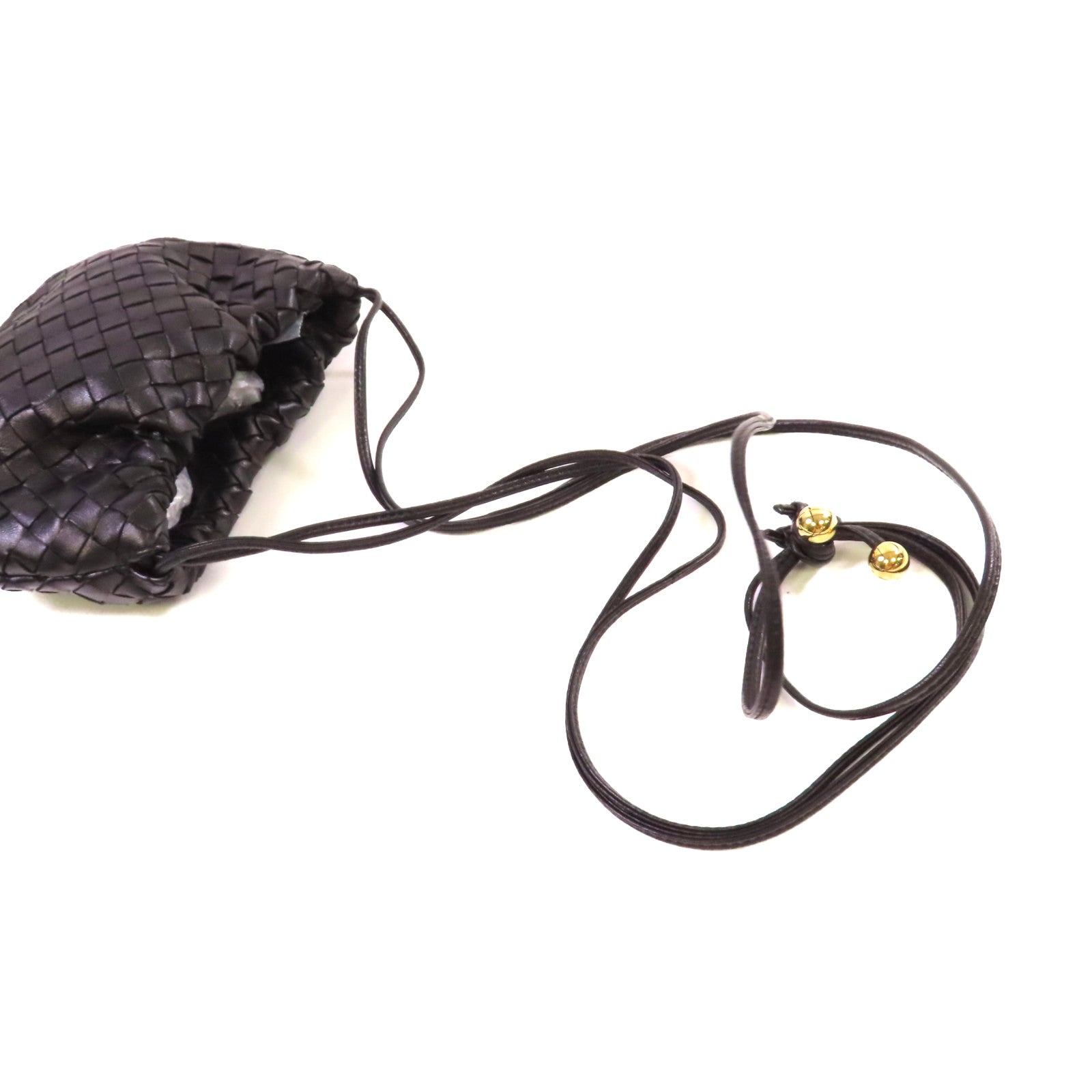 BOTTEGA VENETA 織紋皮革Mini Bulb Shoulder Bag金扣肩背袋黑色