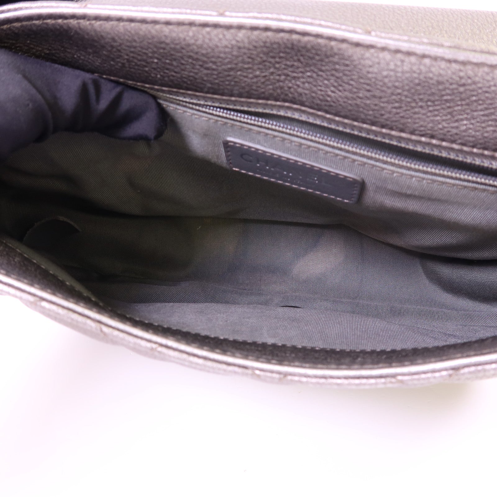 CHANEL 牛皮皮革Chain Shoulder銀扣鏈帶肩背袋