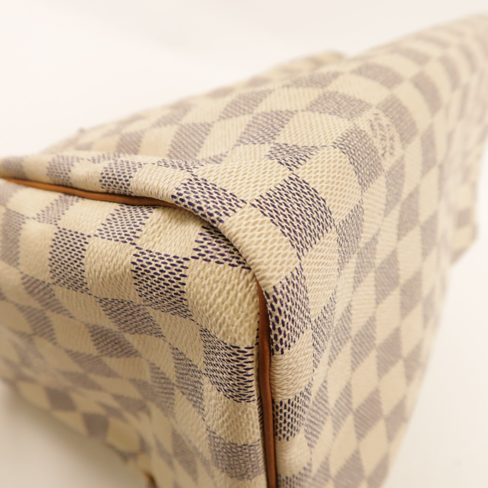 LOUIS VUITTON Damier Azur Speedy 30金扣手挽袋白色
