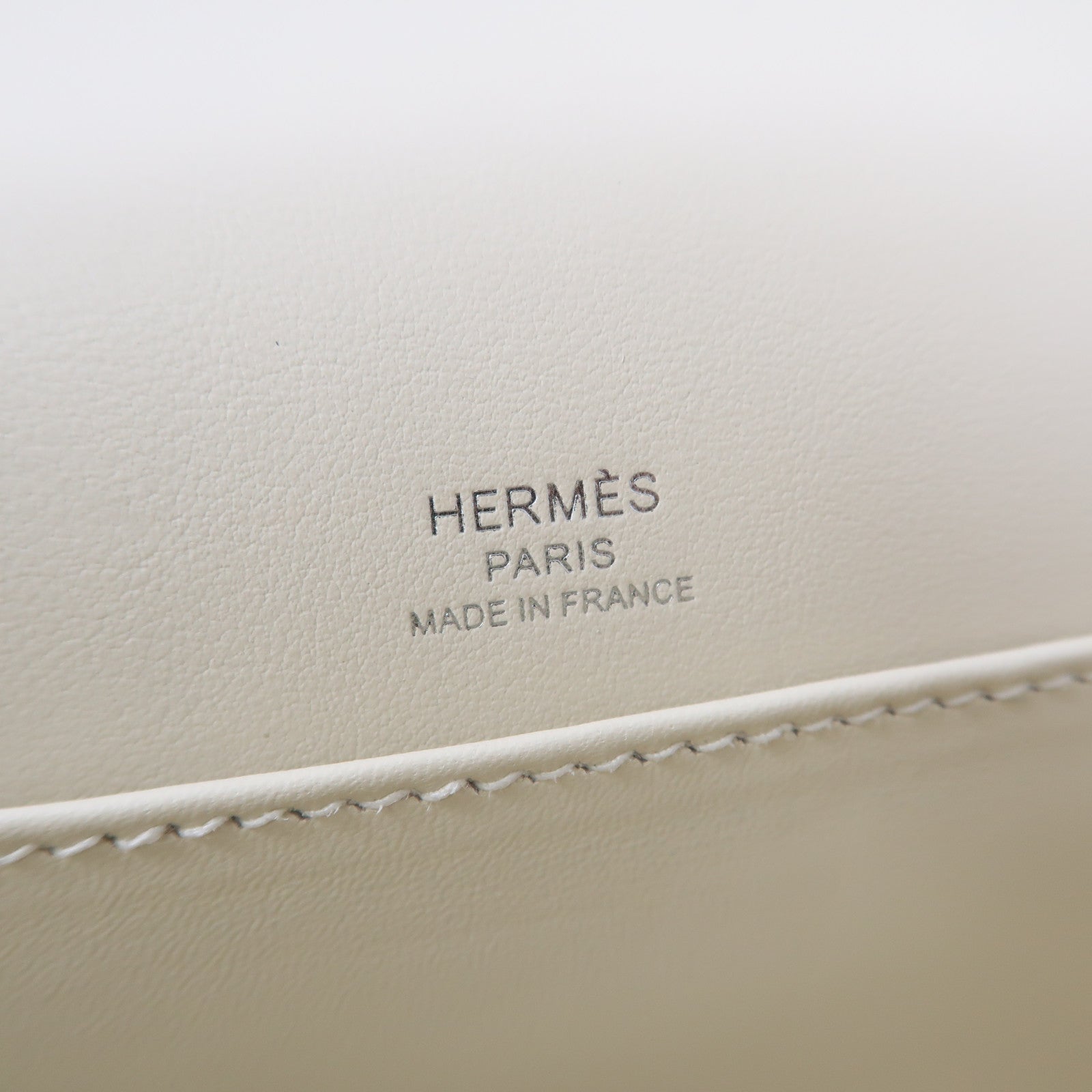 HERMES 【激減優惠】Chevre皮革Geta銀扣肩背袋奶油白色