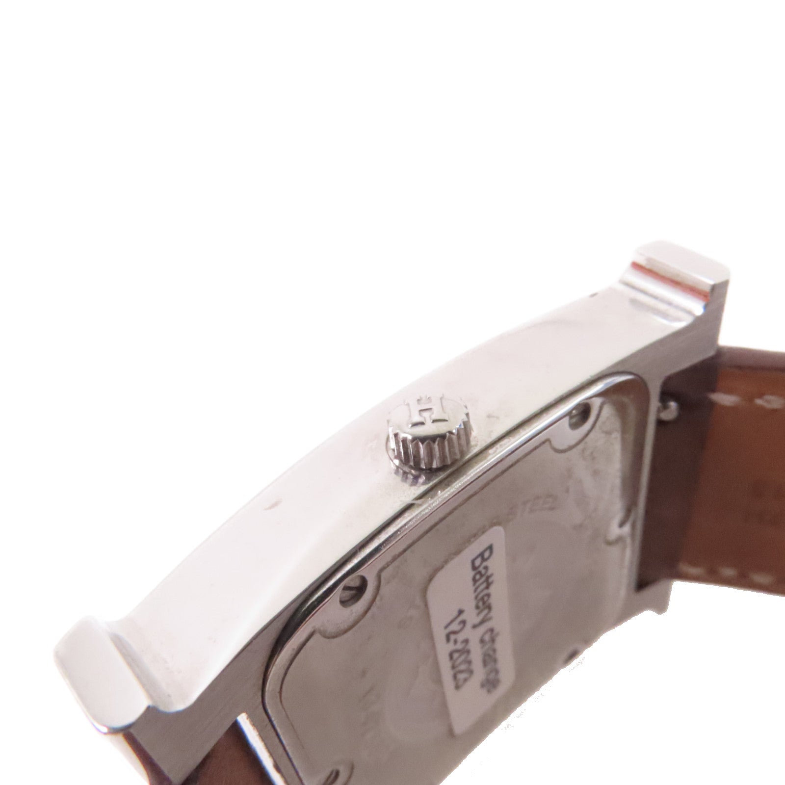 HERMES Heure H Watch不鏽鋼/珍珠母/鑽石/牛皮皮革石英機芯手錶白色