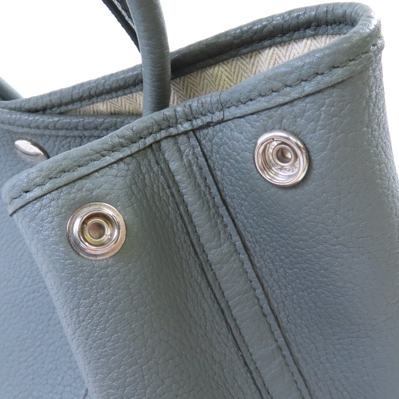 HERMES Negonda皮革Garden Party TPM Tote Bag銀扣手挽袋63 Vert Amande杏仁綠色