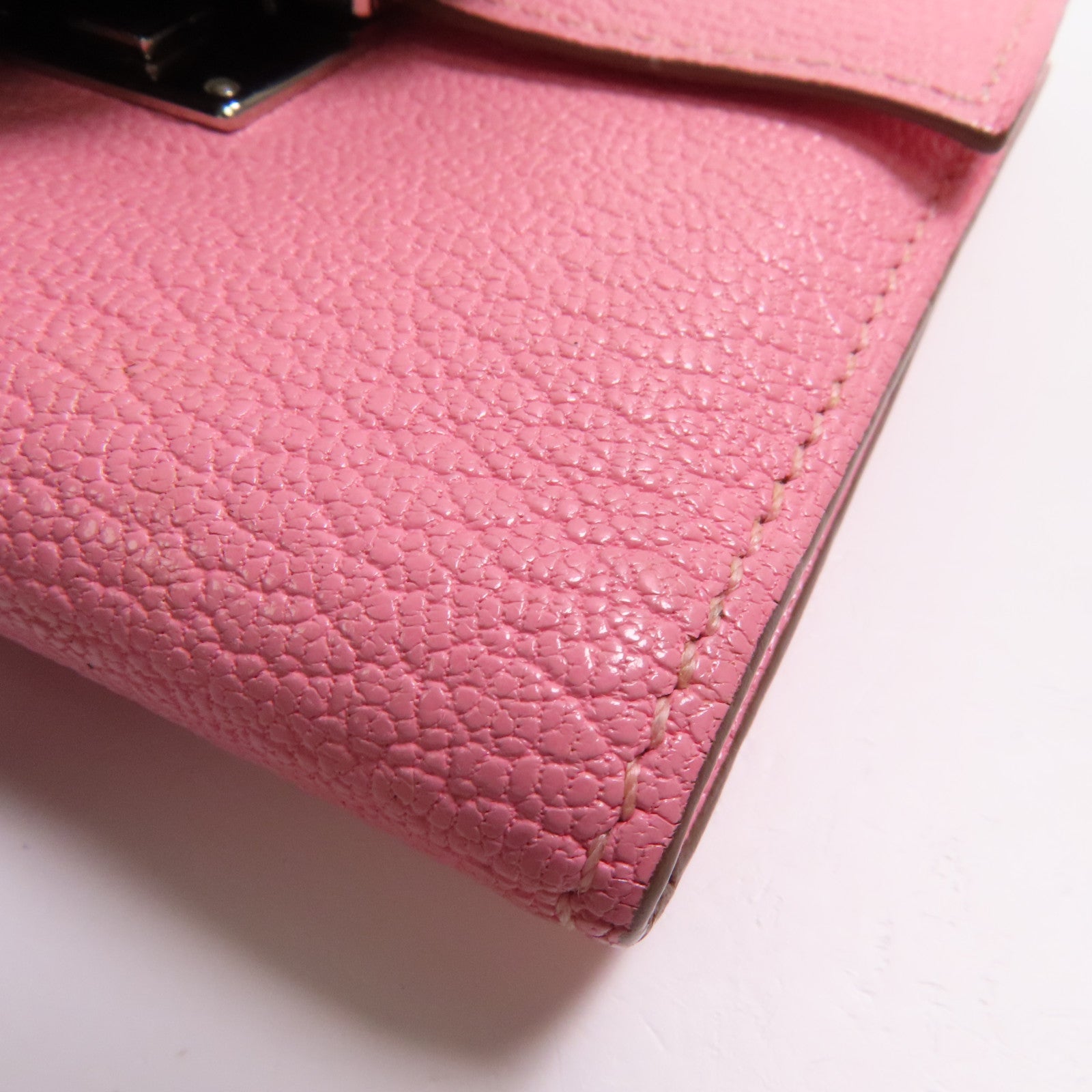 HERMES Chevre皮革Clic 16 Card Holder銀扣卡片套Rose Confetti