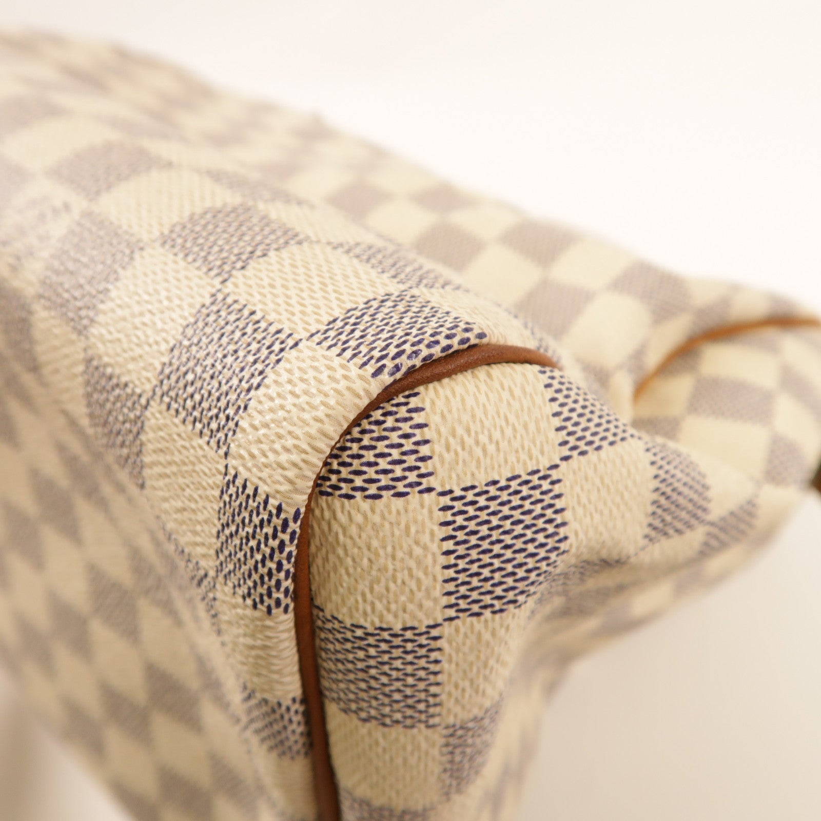 LOUIS VUITTON Damier Azur Speedy 30金扣手挽袋白色