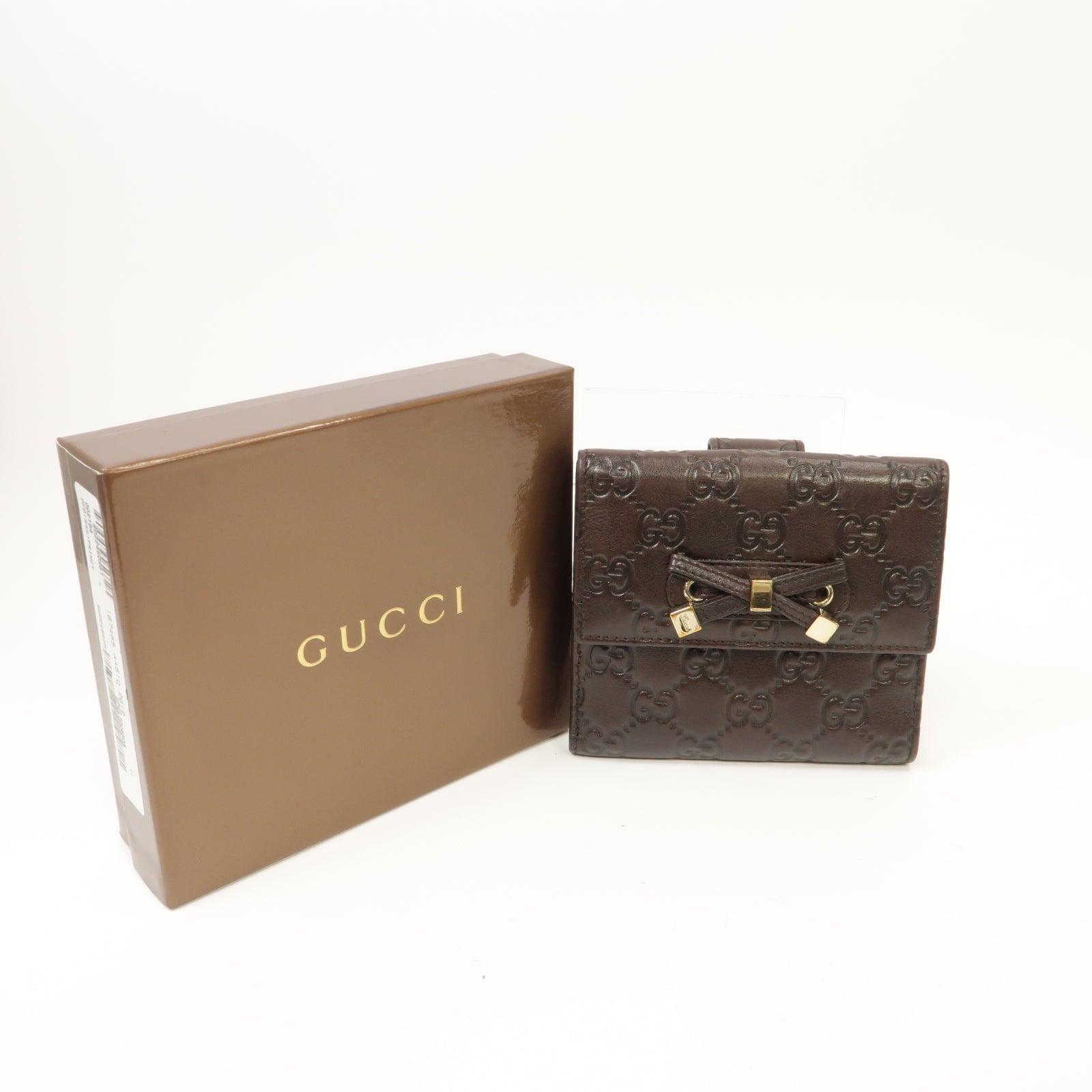 GUCCI 【激減優惠】牛皮皮革Wallet金扣錢包啡色